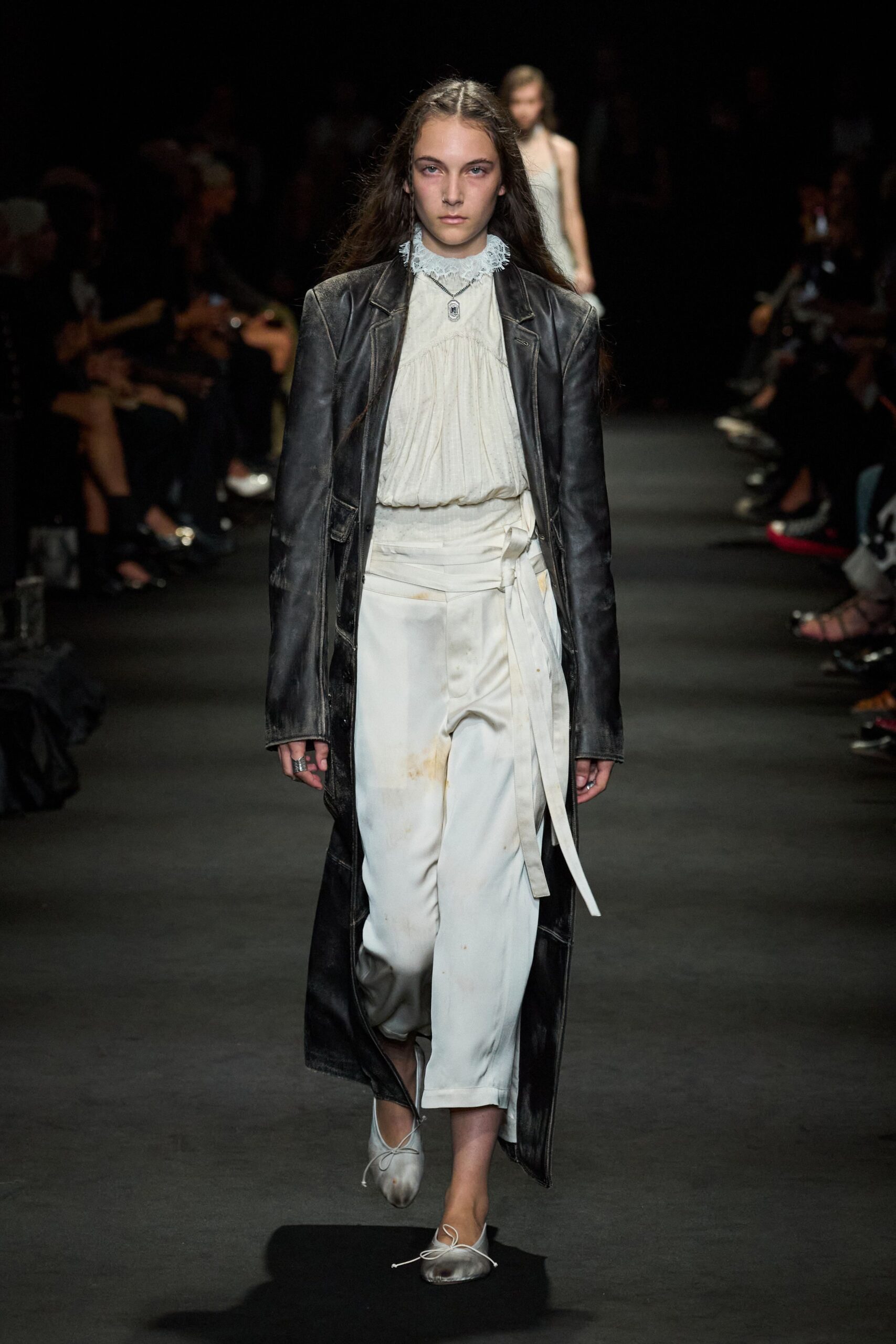 black leather duster coat