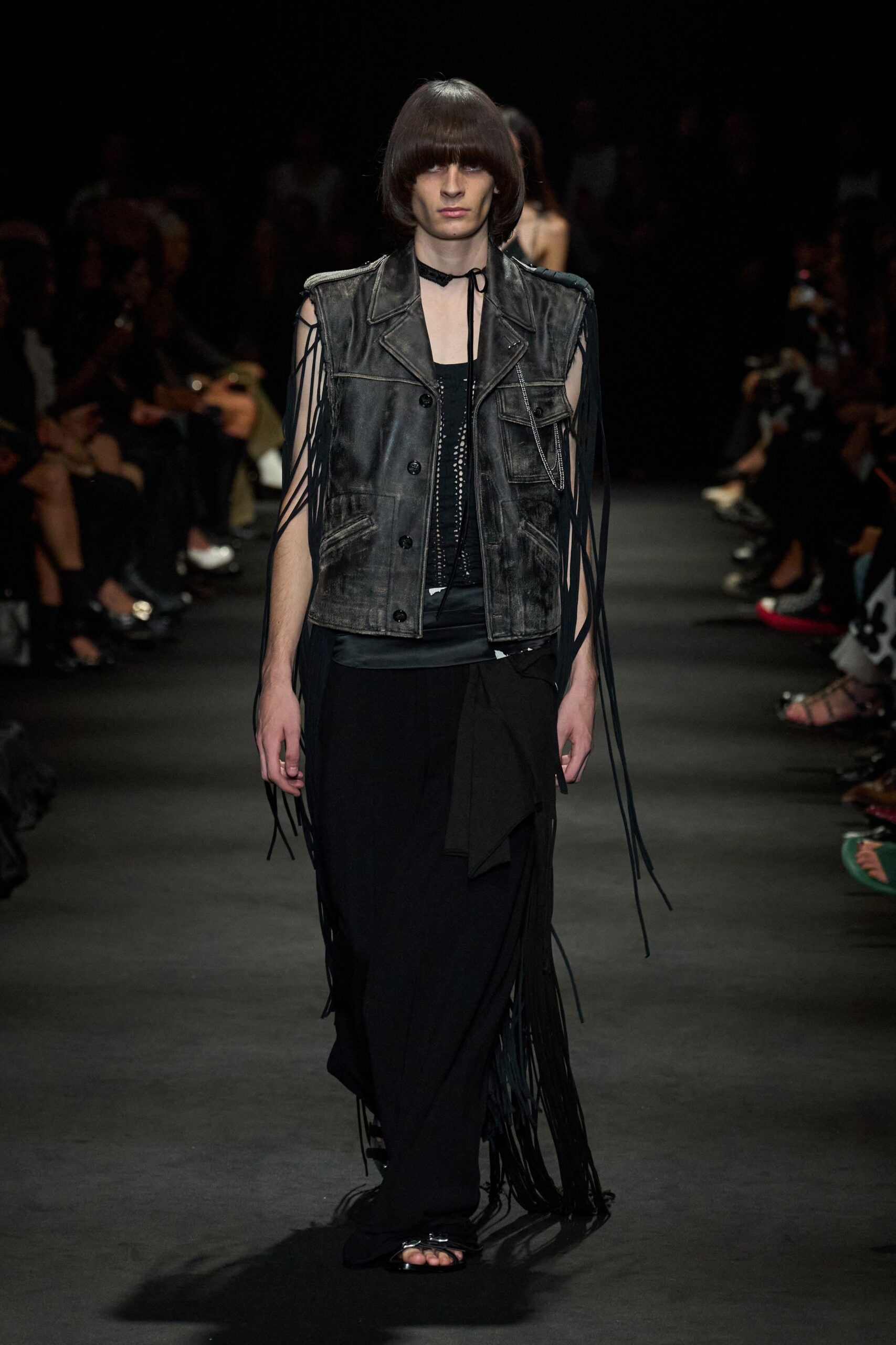 fringed leather biker vest