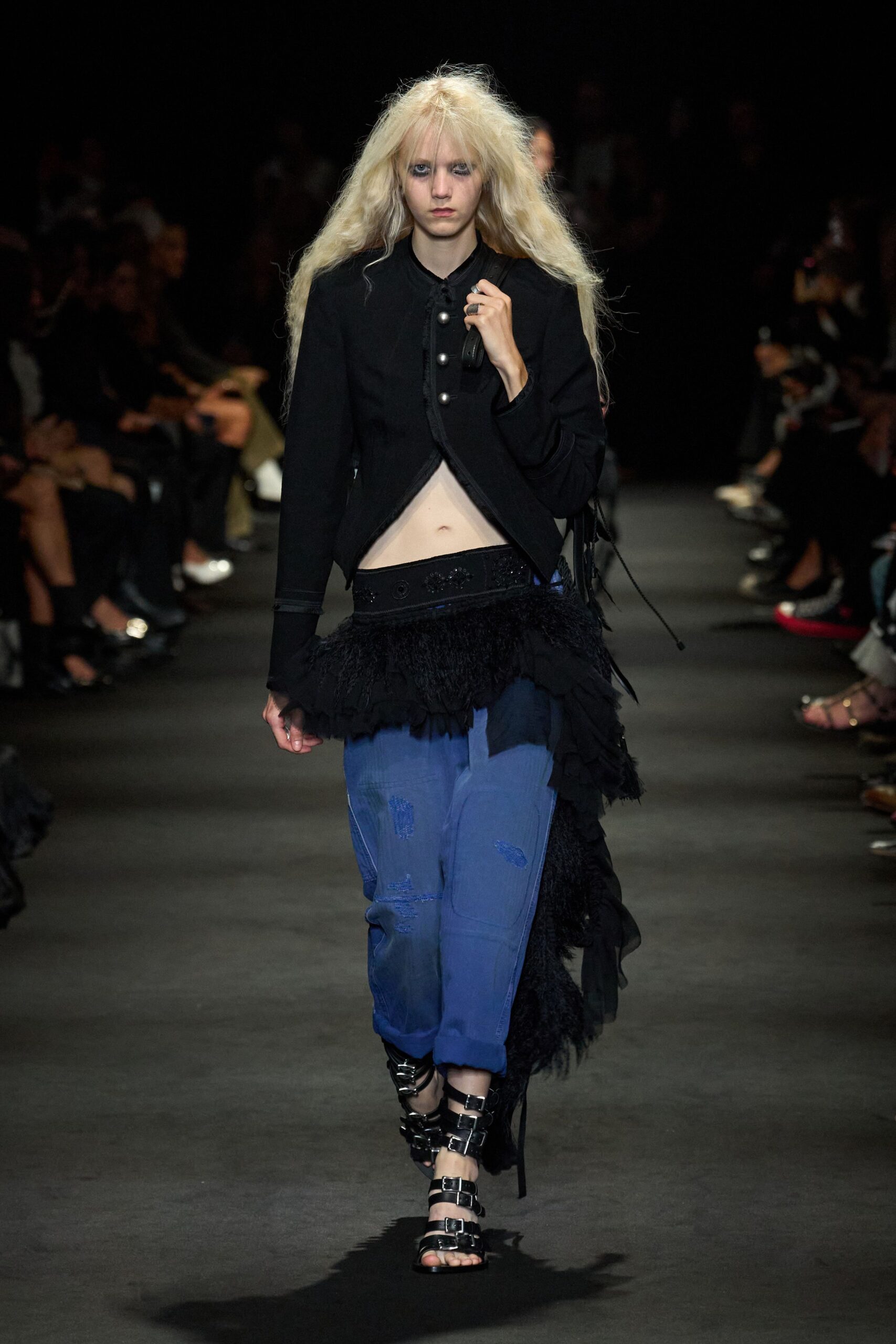 cropped black curved hem jacket
