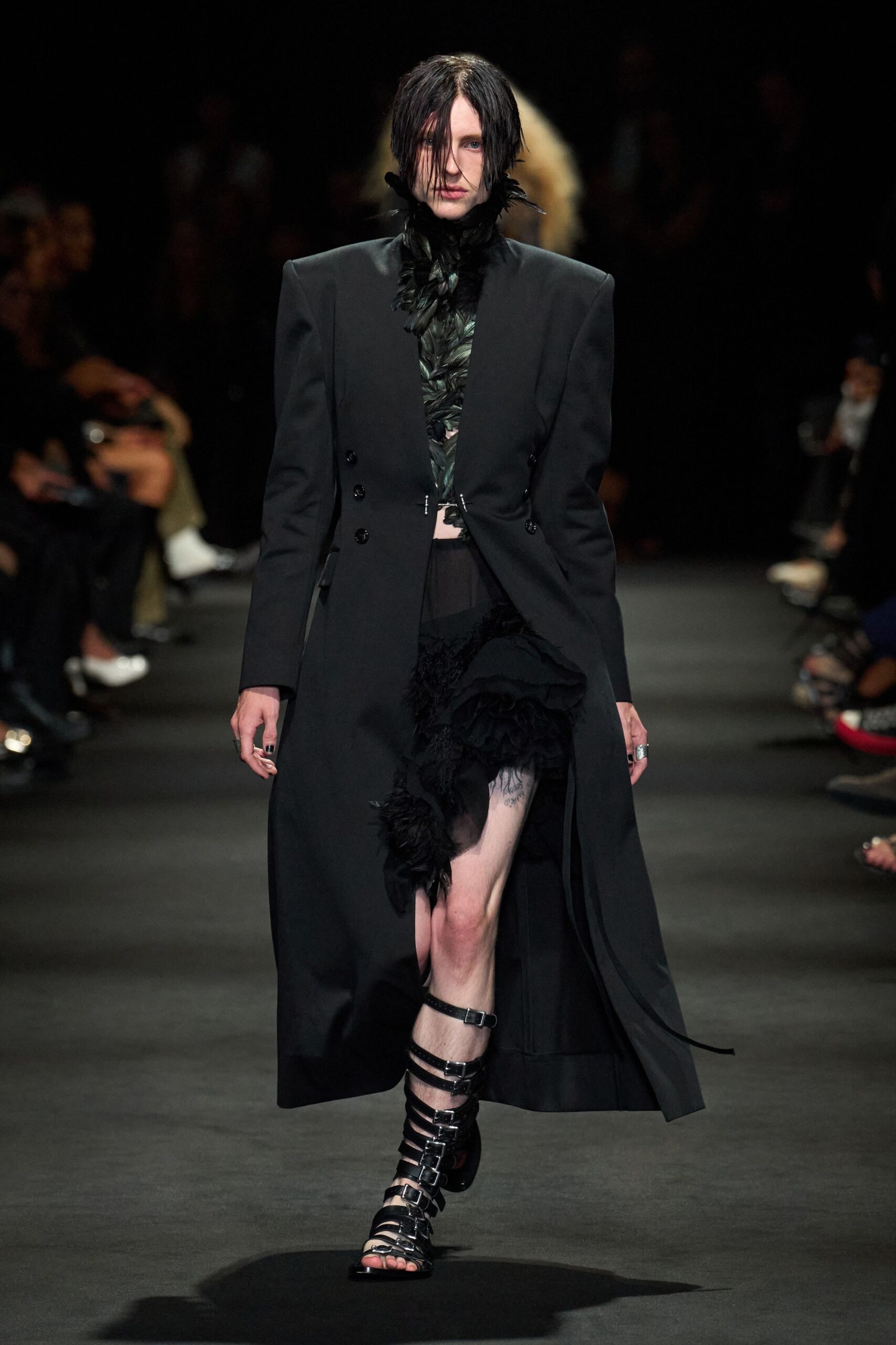 black double-breasted tailcoat
