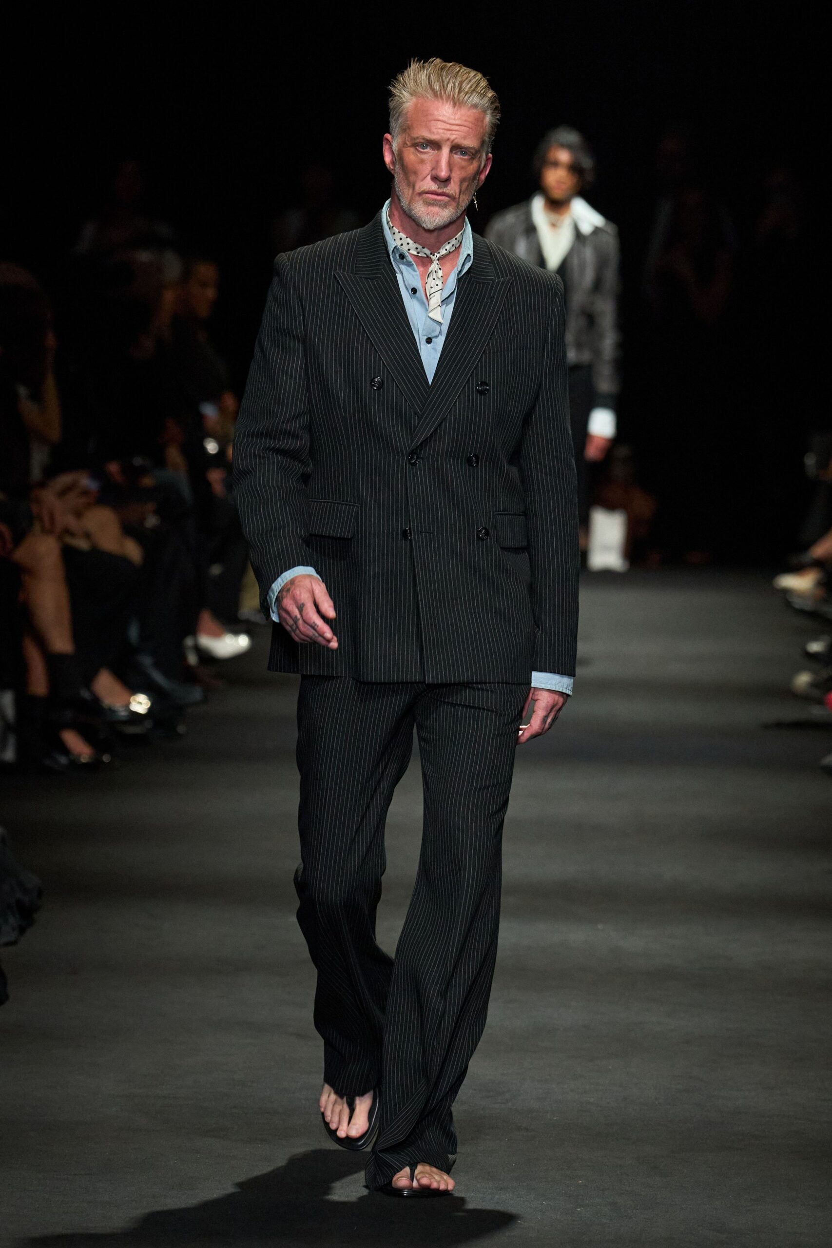 double-breasted pinstripe blazer