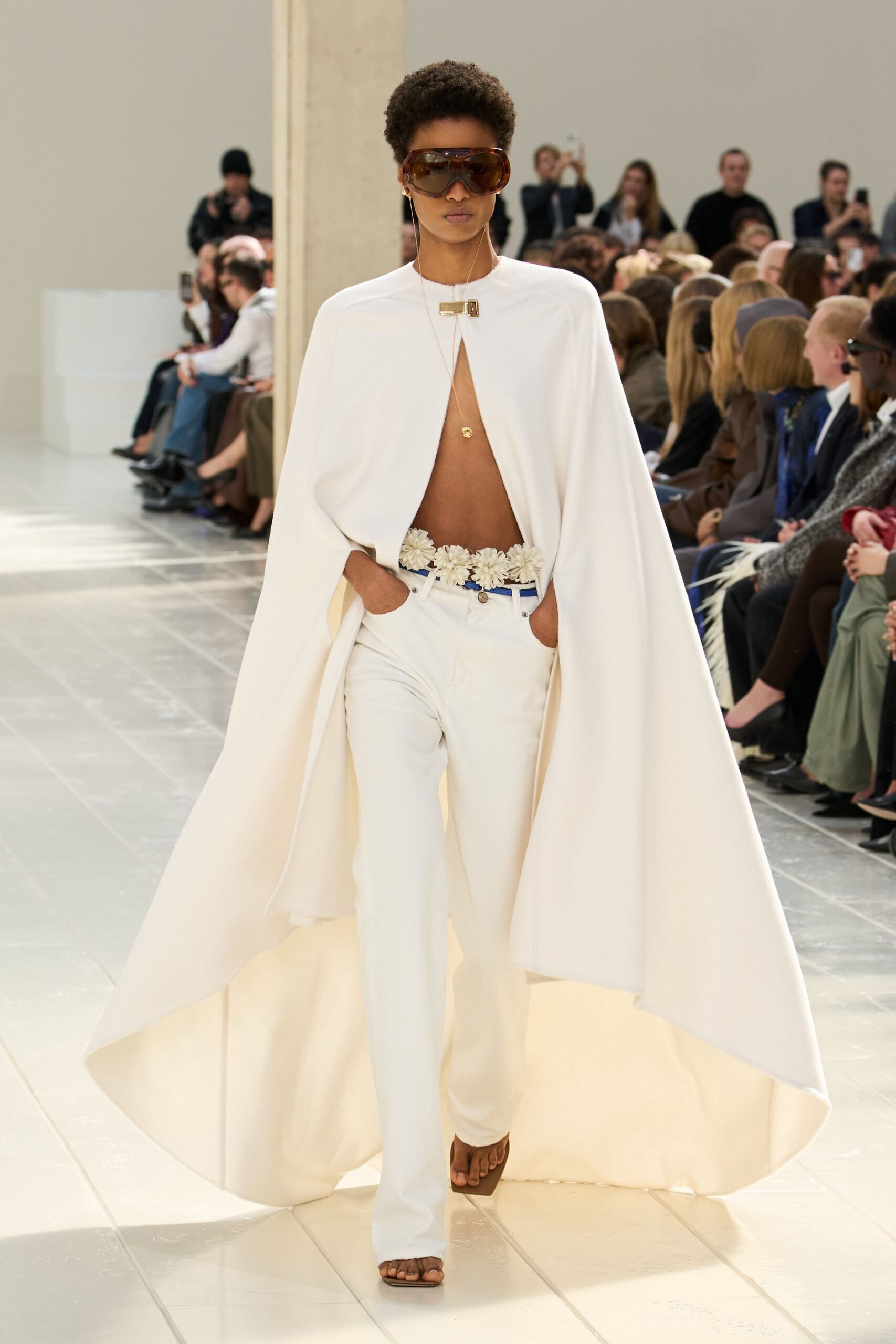 ivory floor-length cape