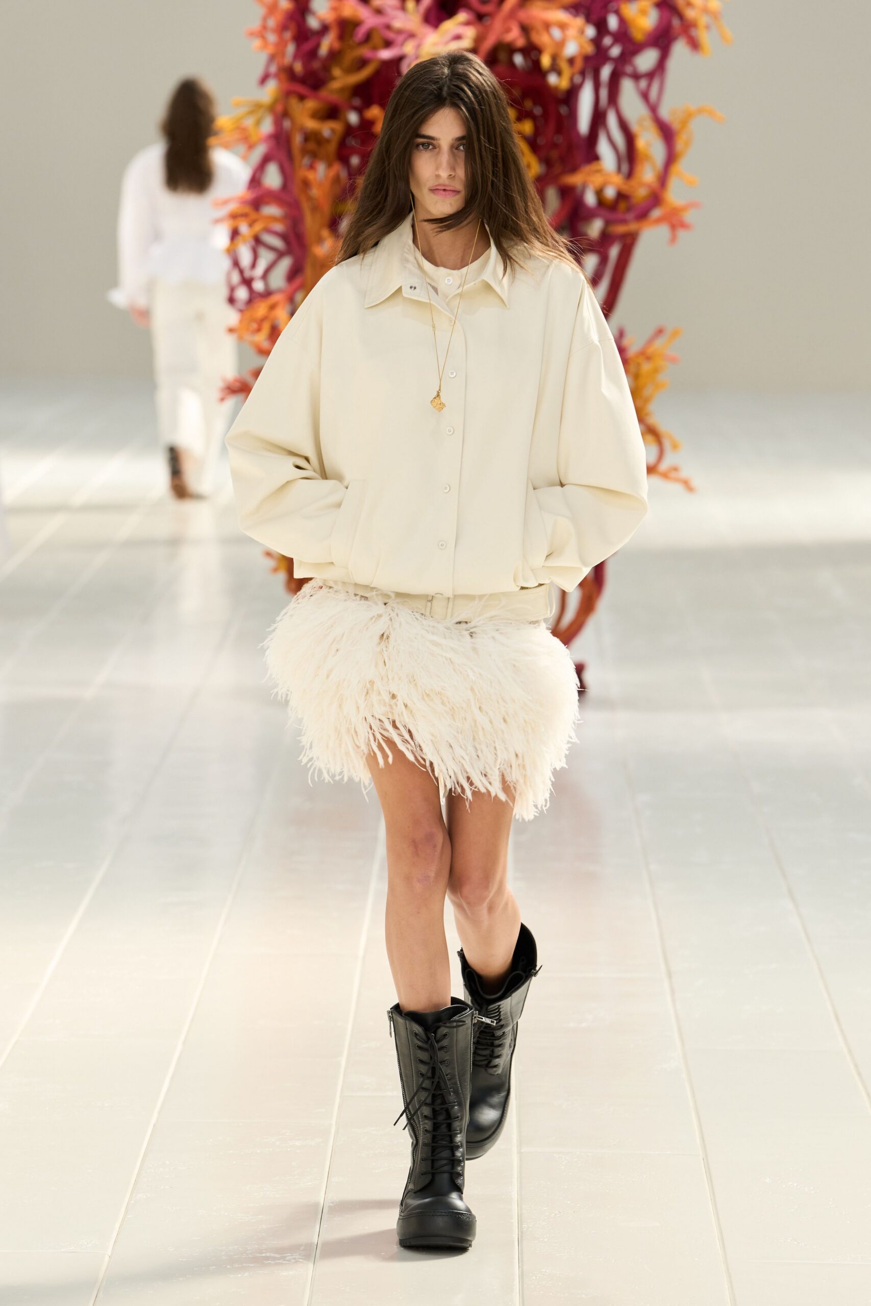 ivory feather mini skirt