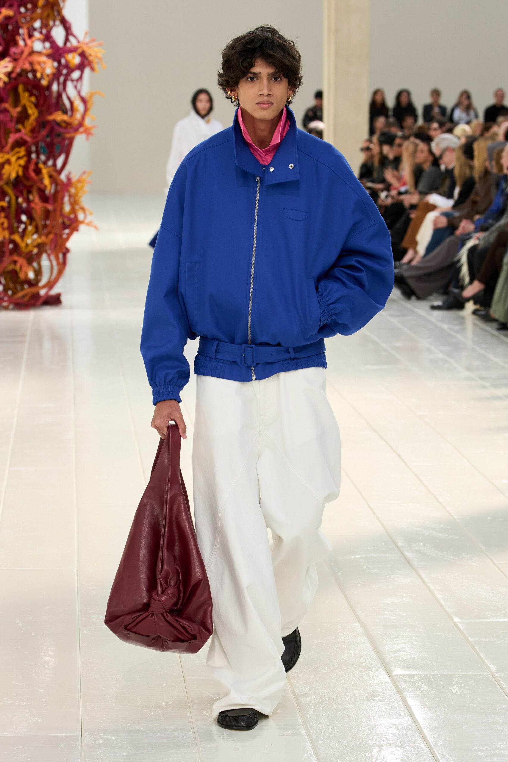 blue belted bomber jacket