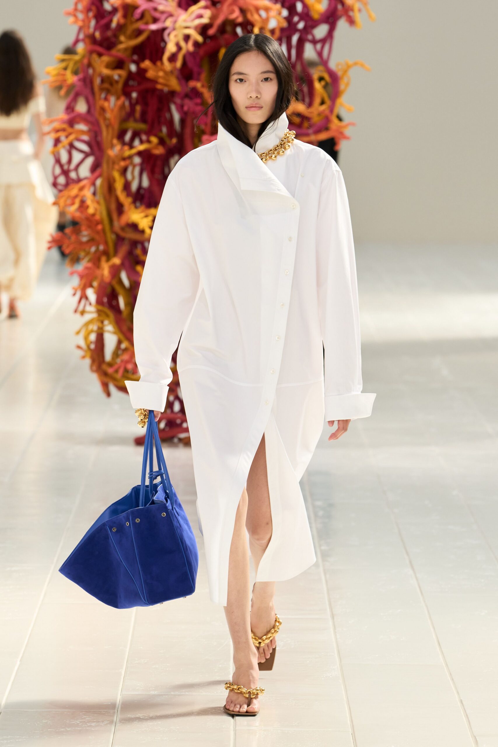 oversized white asymmetric shirt dress