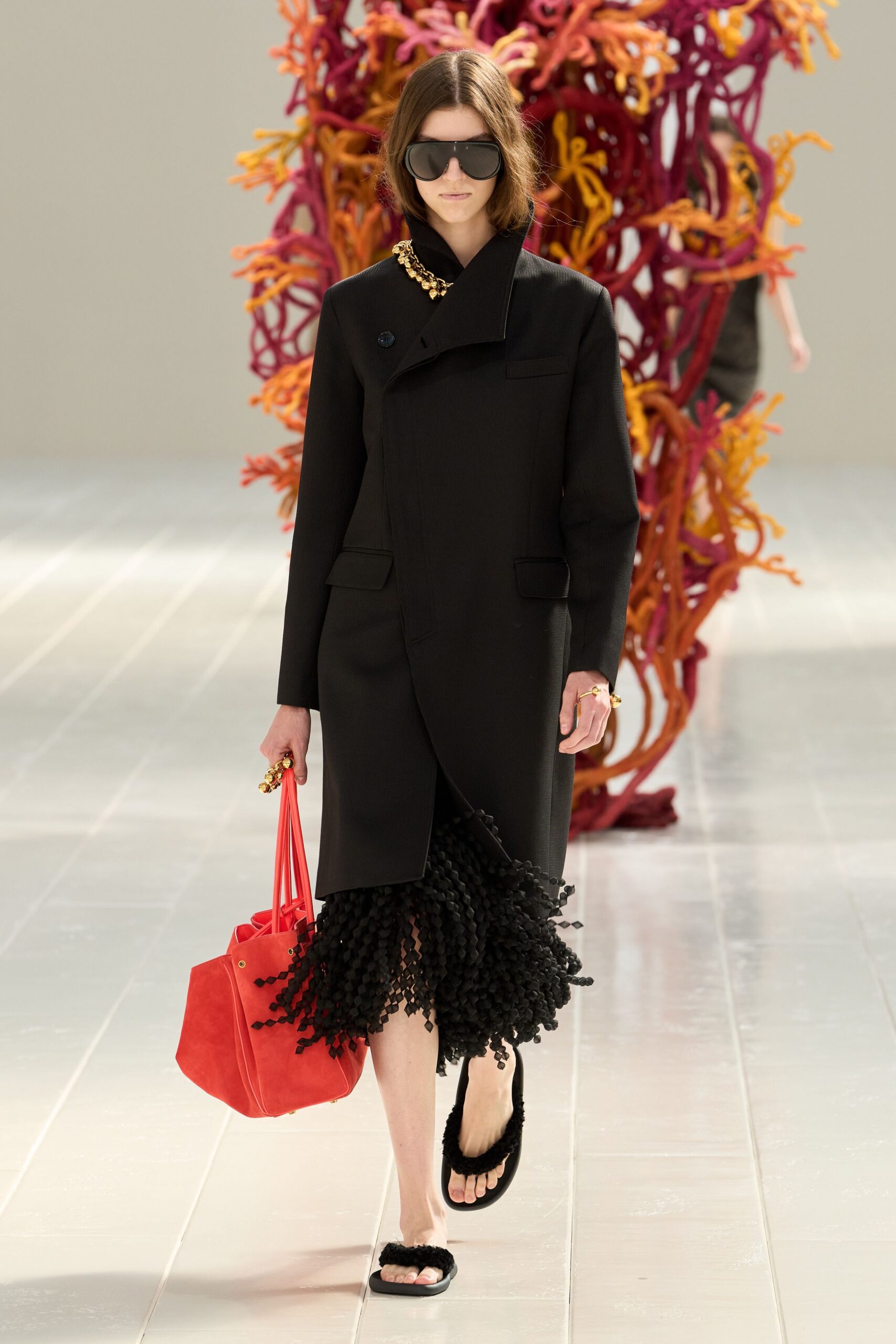 asymmetric black overcoat
