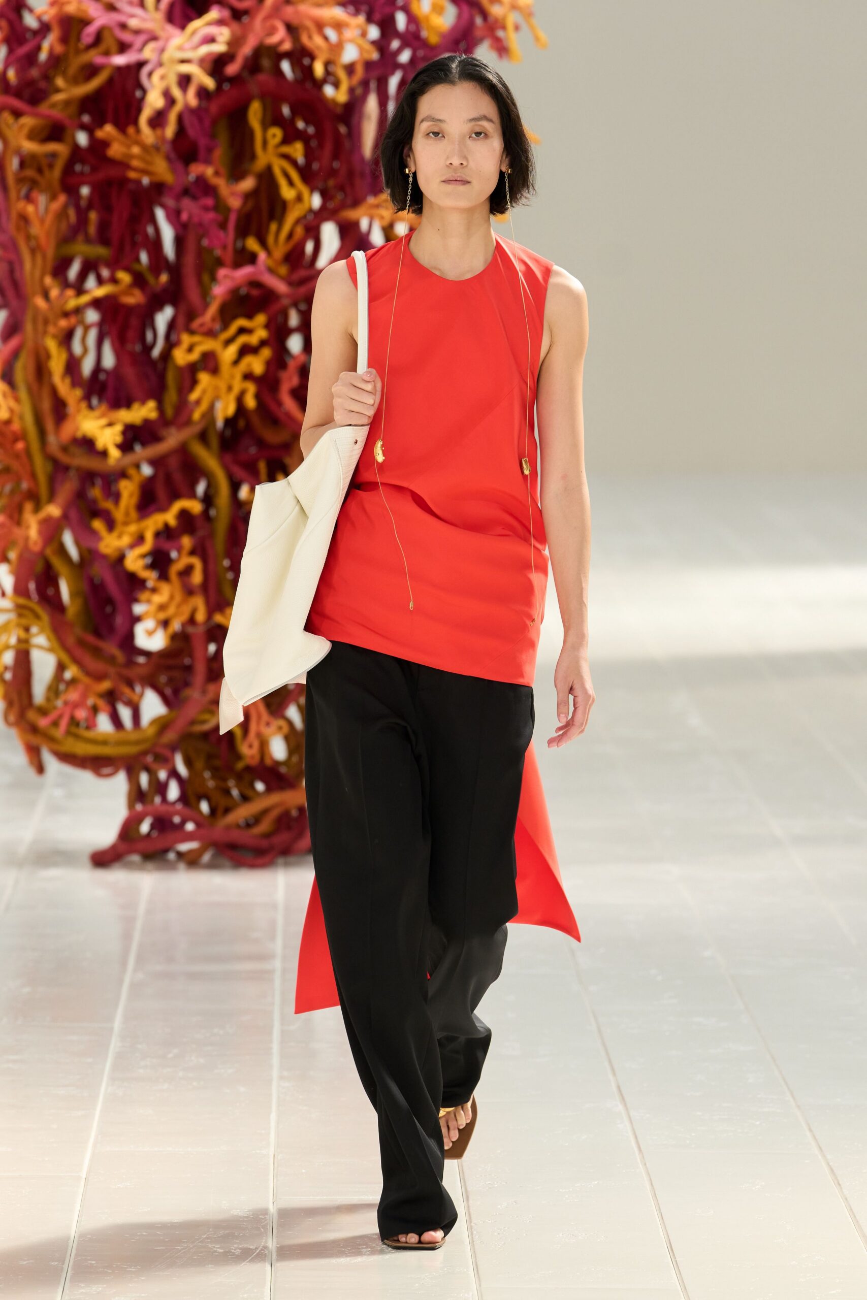 asymmetric red tunic top