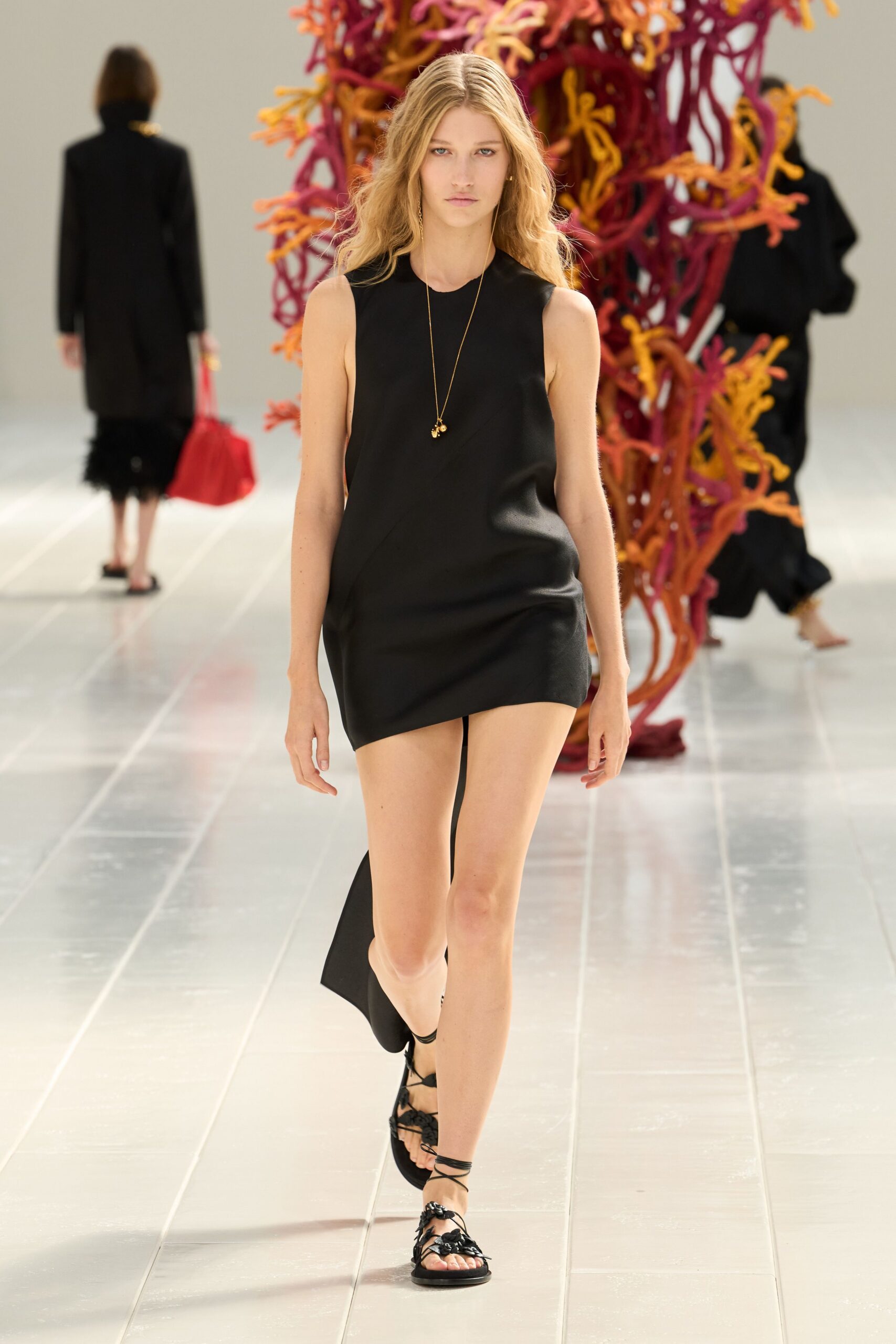 black asymmetric satin mini dress