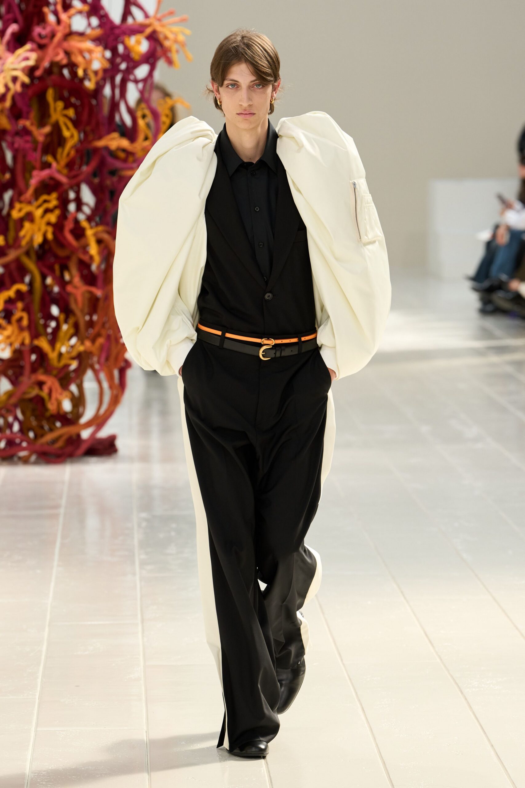ivory cocoon-sleeve coat