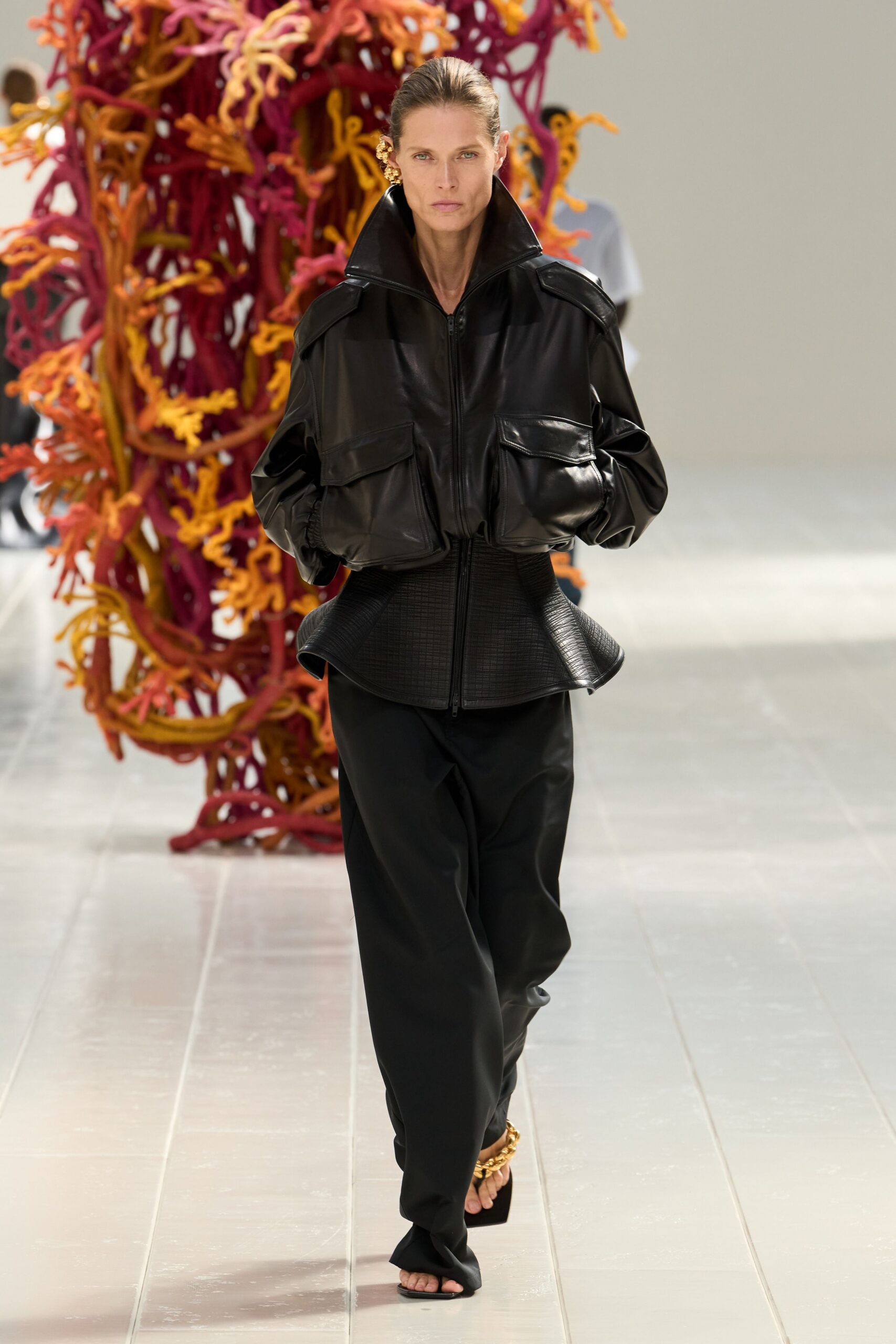 black leather bomber jacket