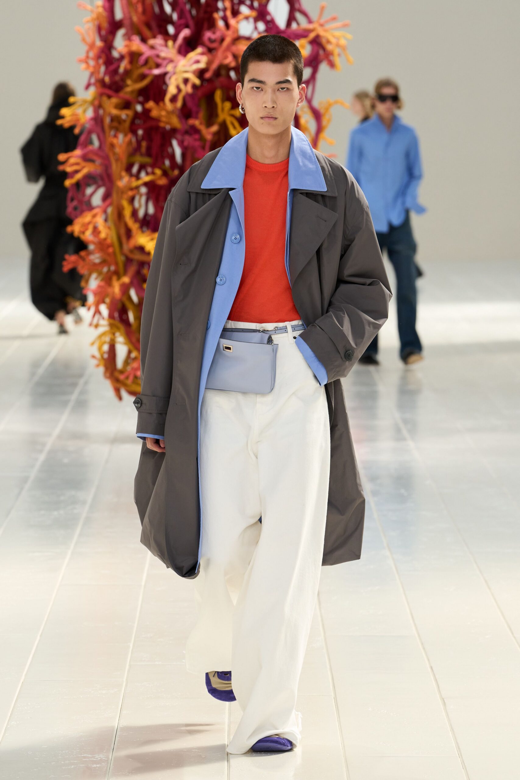 oversized two-tone trench coat