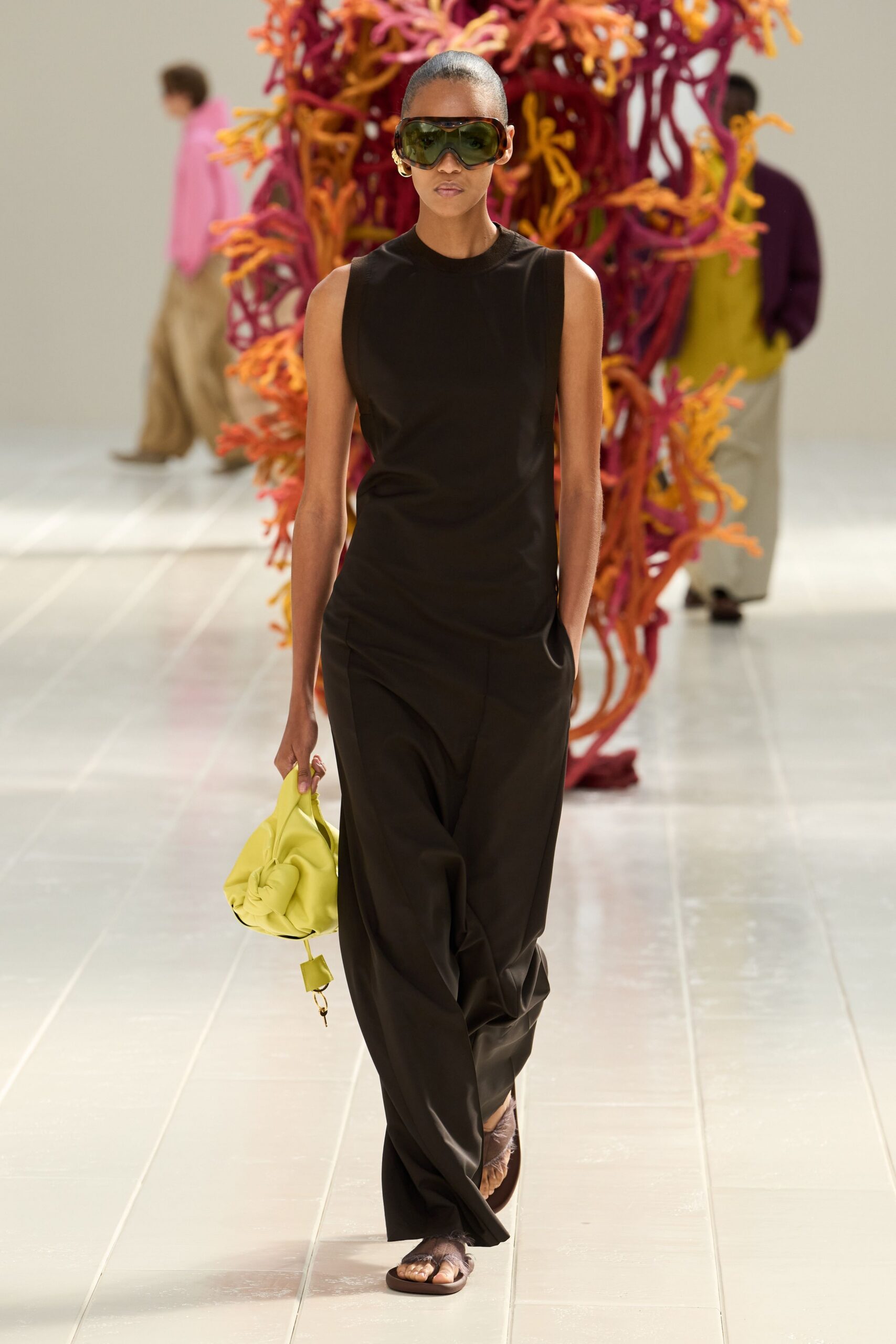 black sleeveless wide-leg jumpsuit