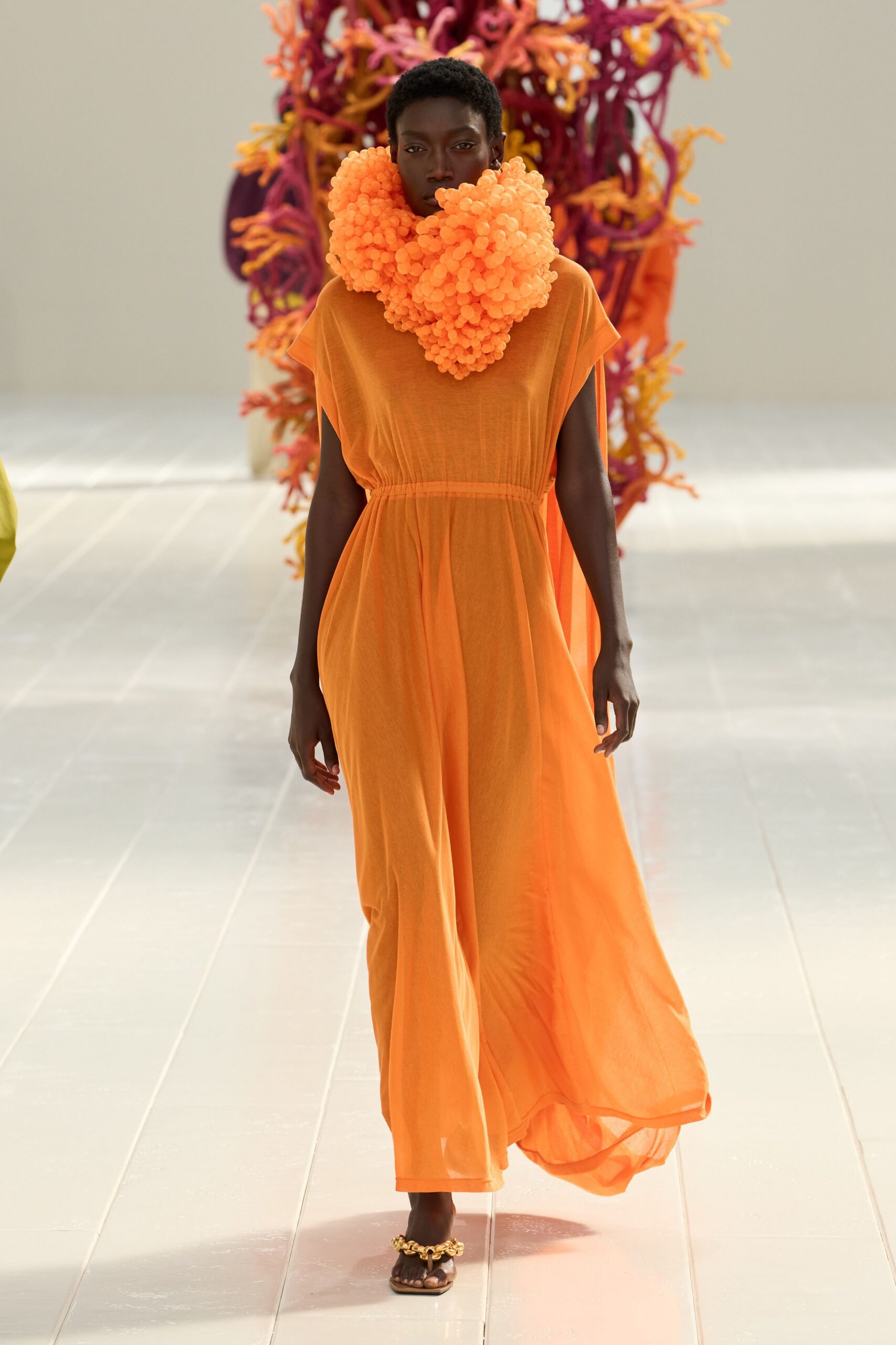 orange sheer maxi dress