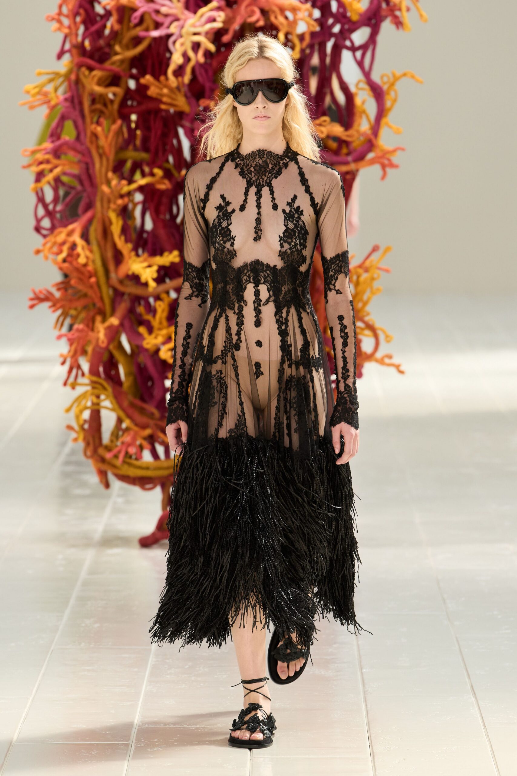 sheer black lace illusion gown