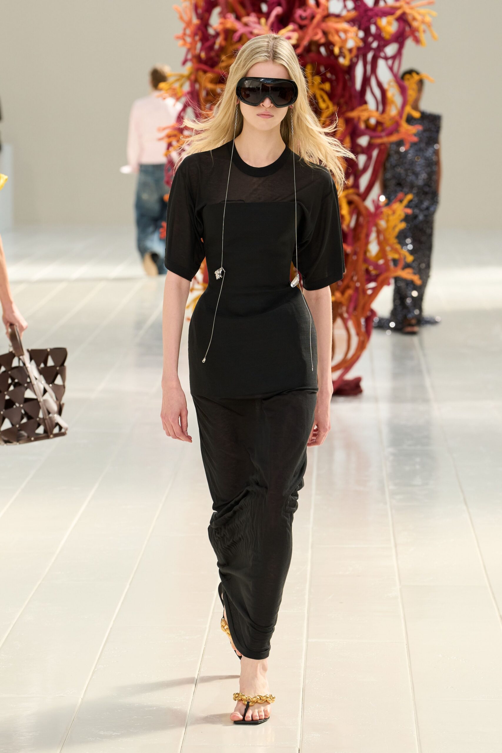 black jersey short-sleeve high-neck fitted ruched draped dress