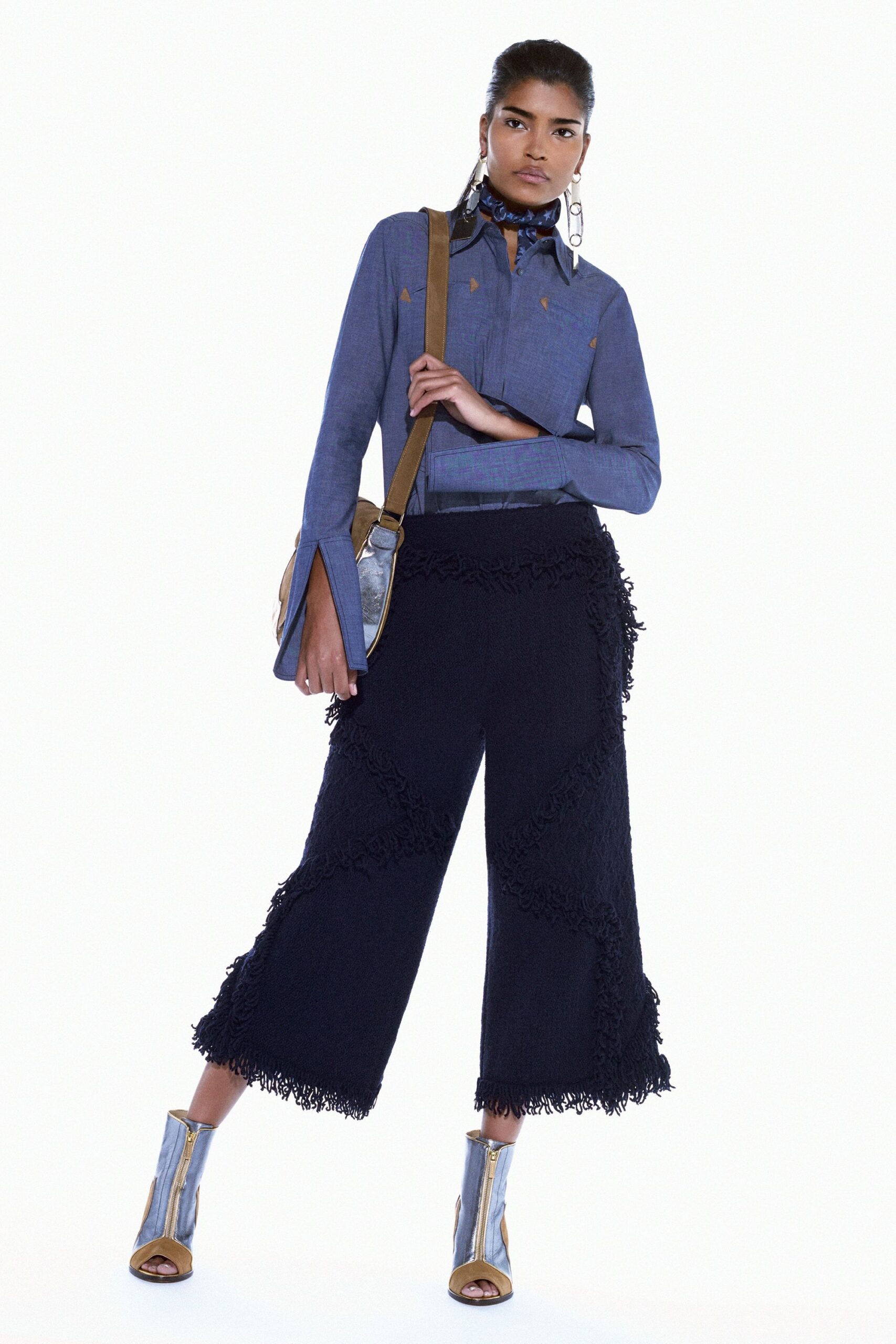 fringed wide-leg cropped trousers
