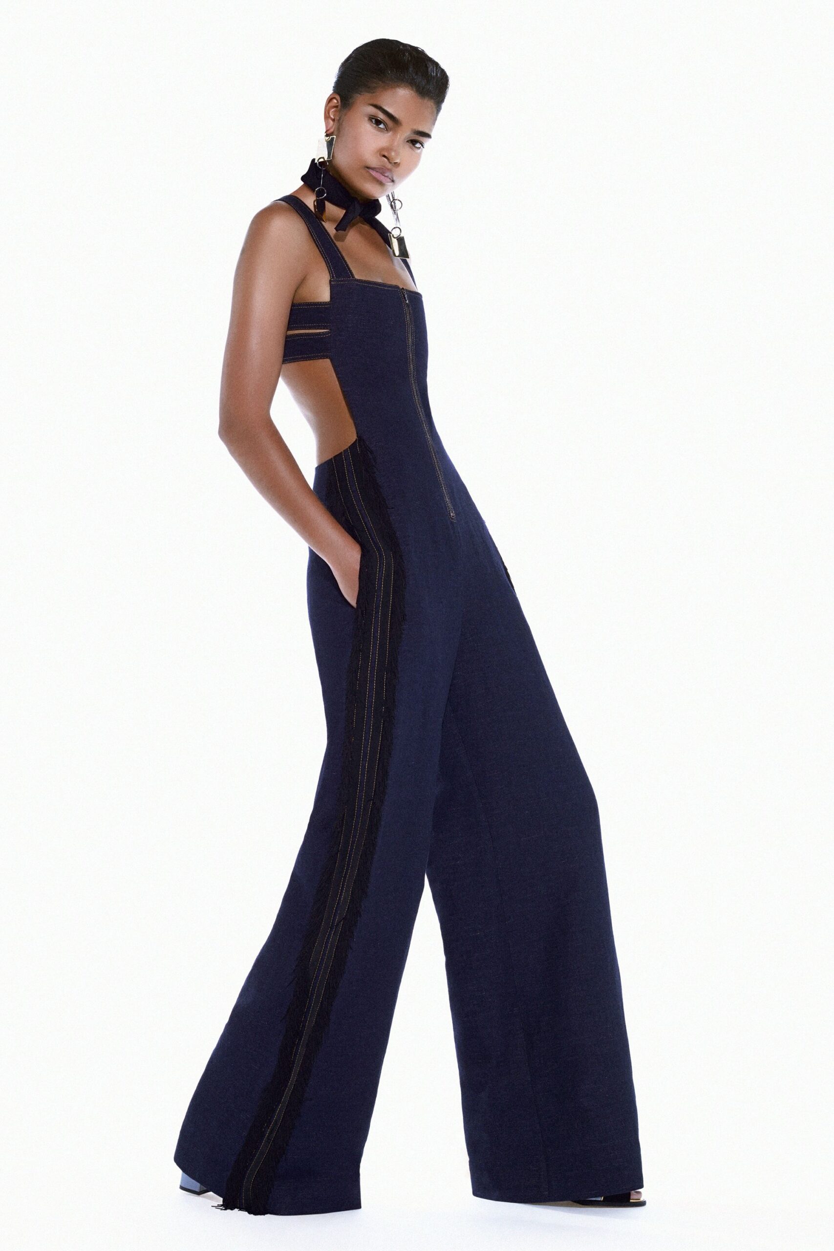 cutout wide-leg jumpsuit