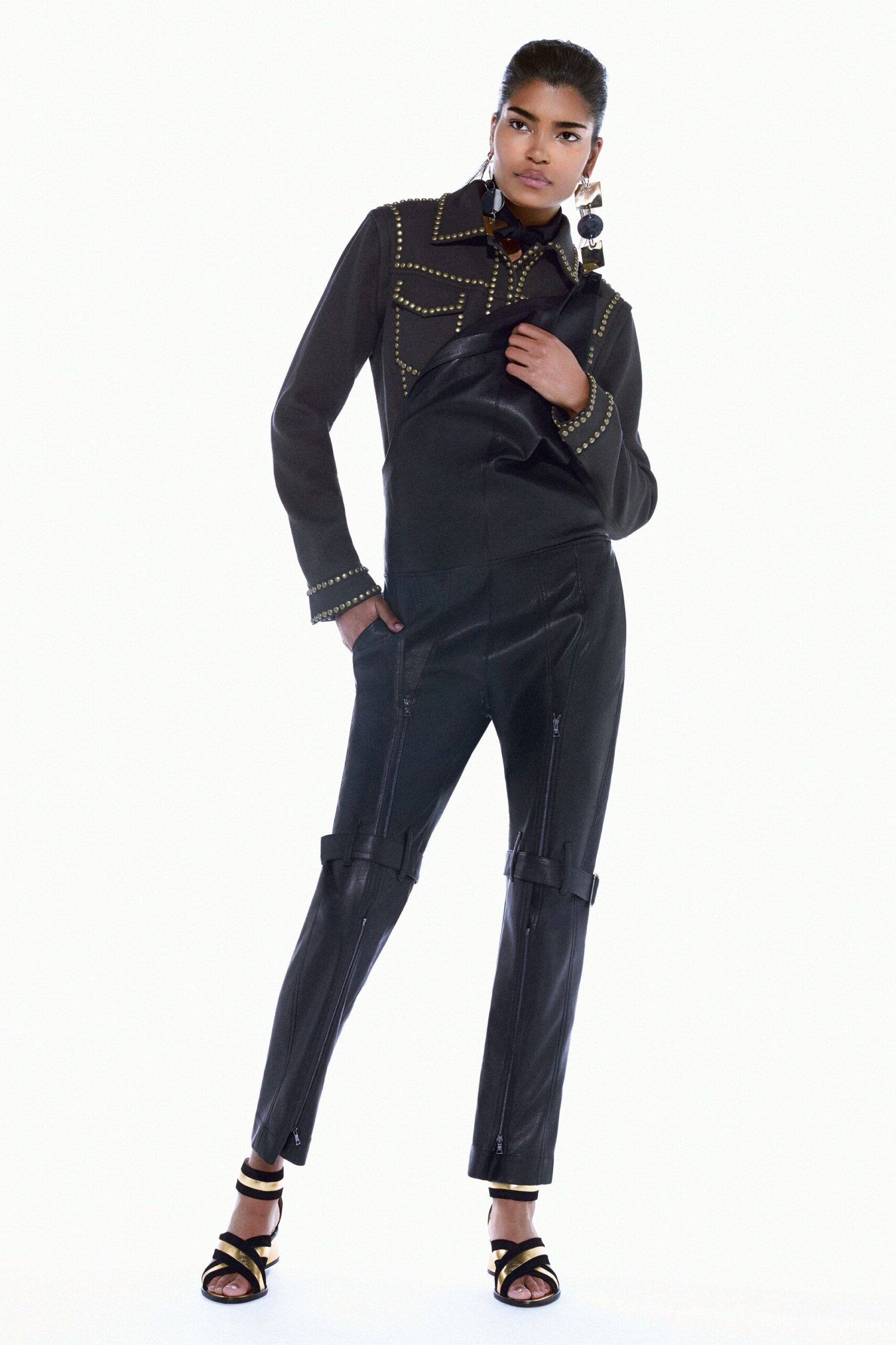studded western-style black jacket