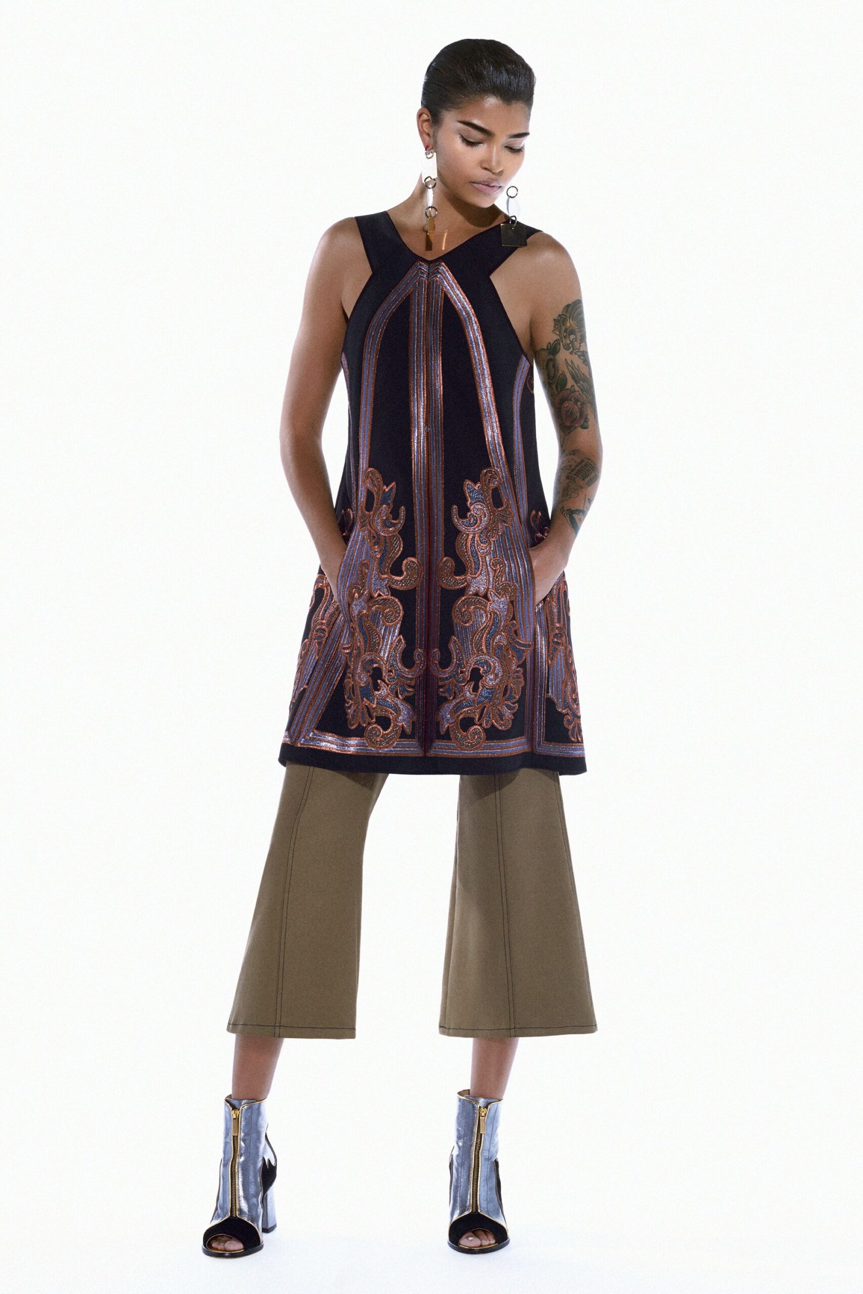 embroidered cutout mini dress