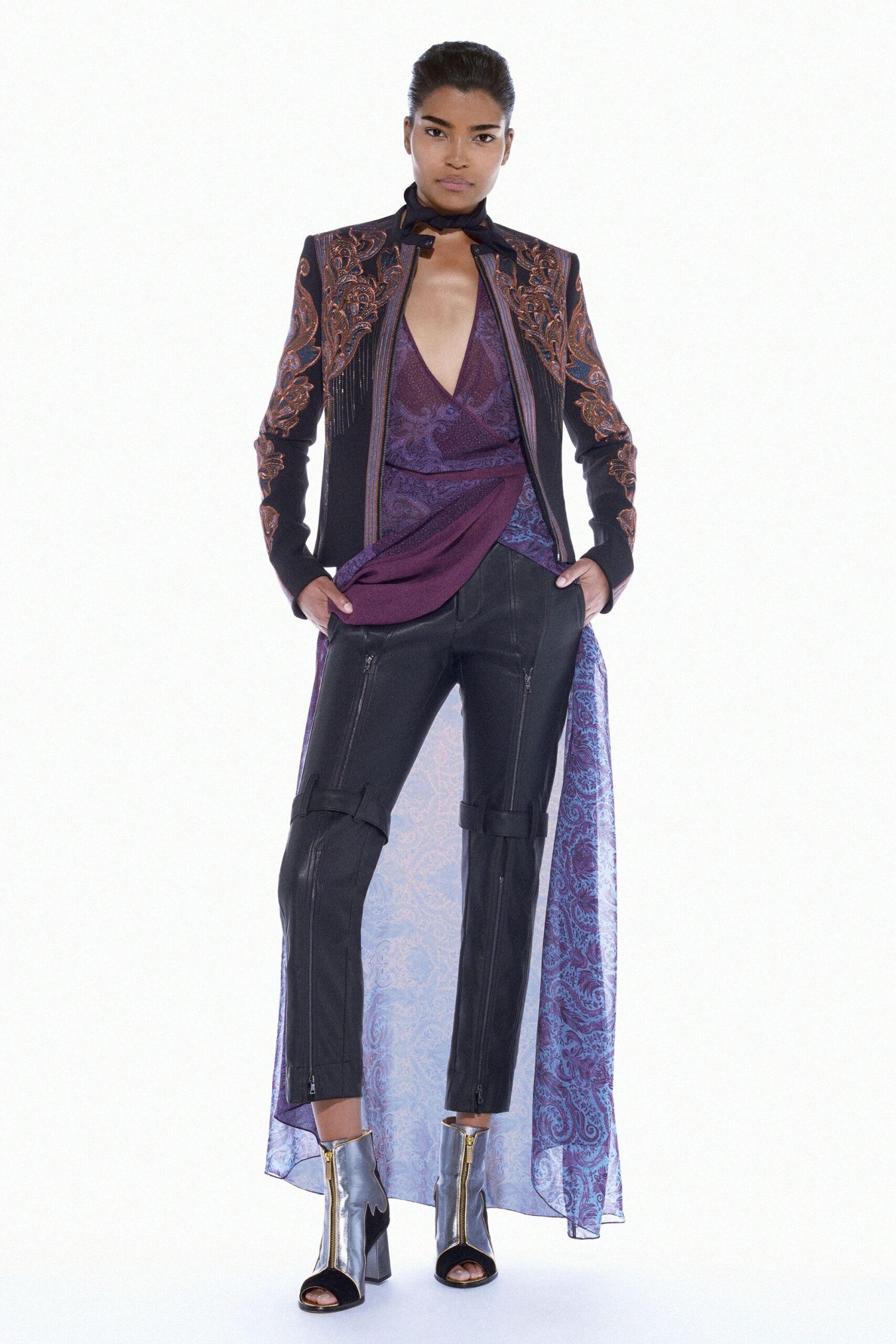 paisley chiffon high-low dress