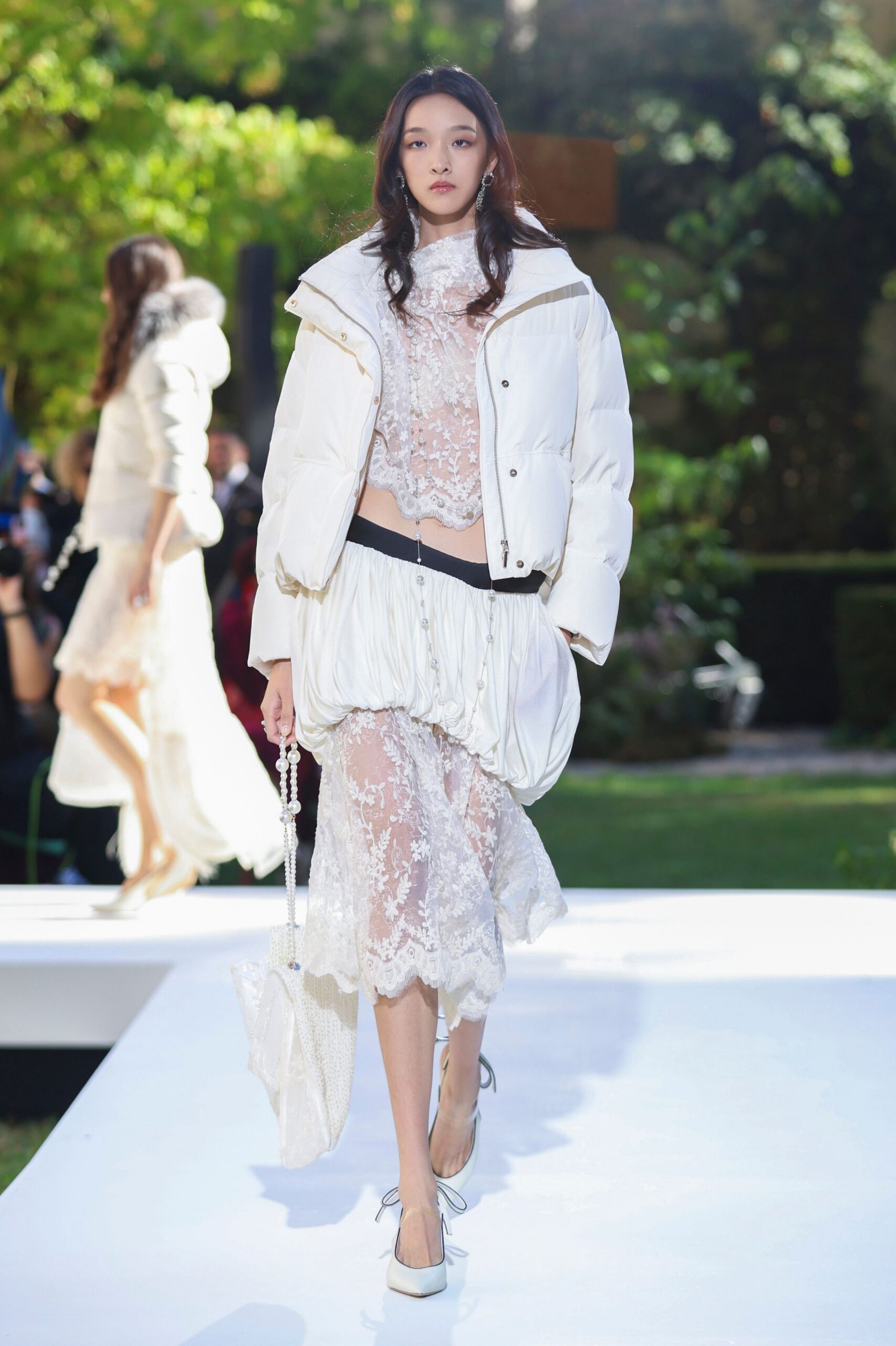 sheer embroidered lace dress