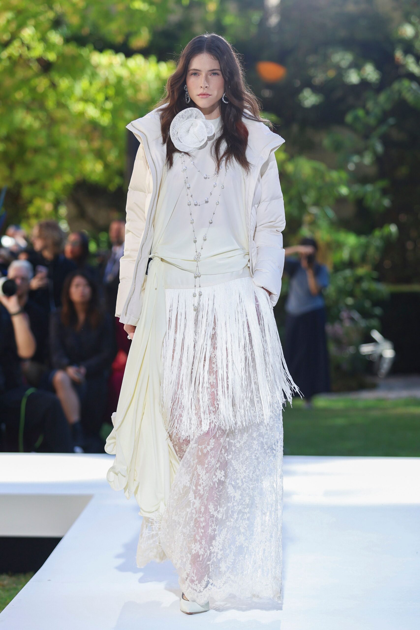 fringed lace maxi dress