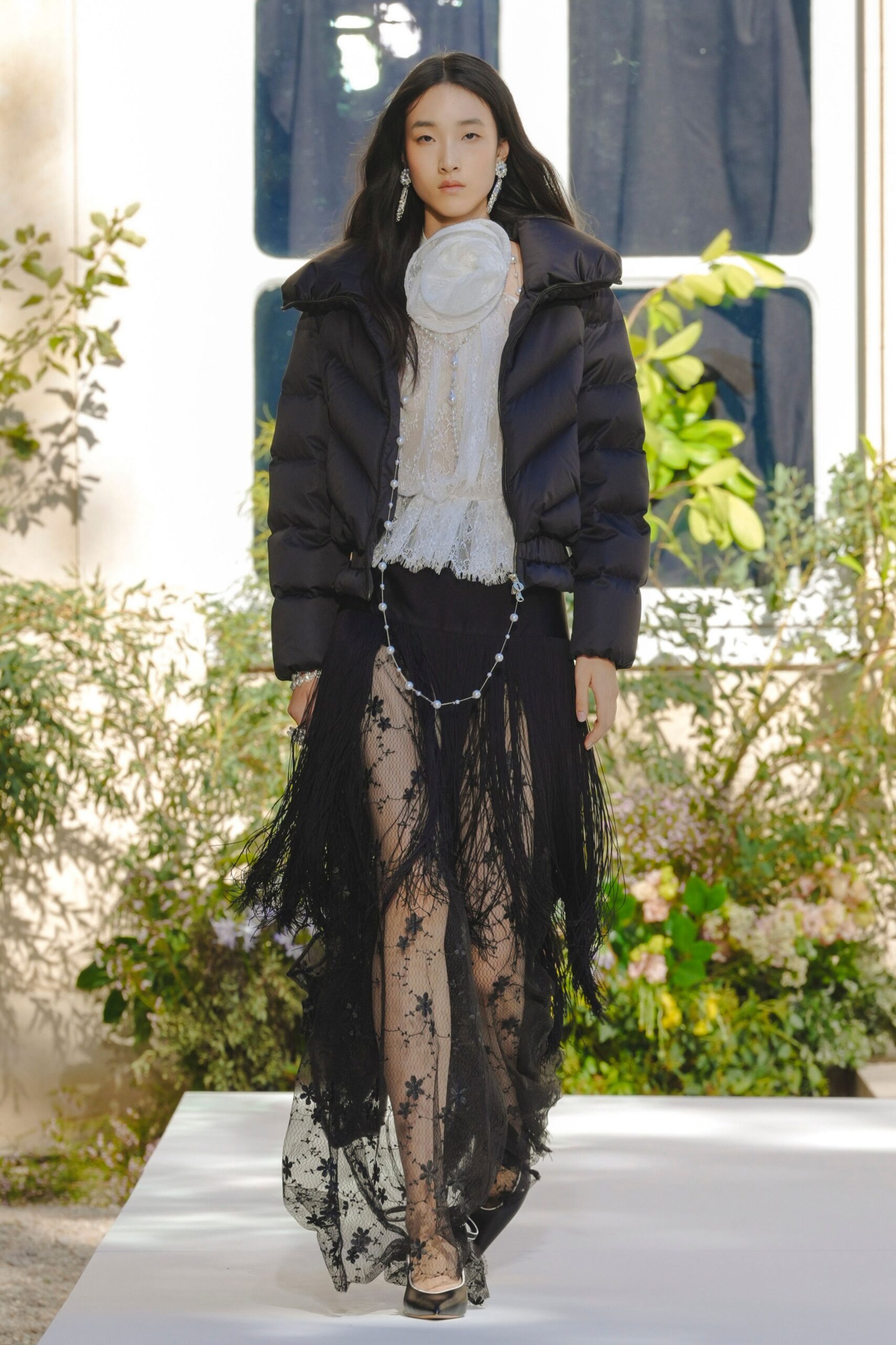 black floral lace sheer maxi dress