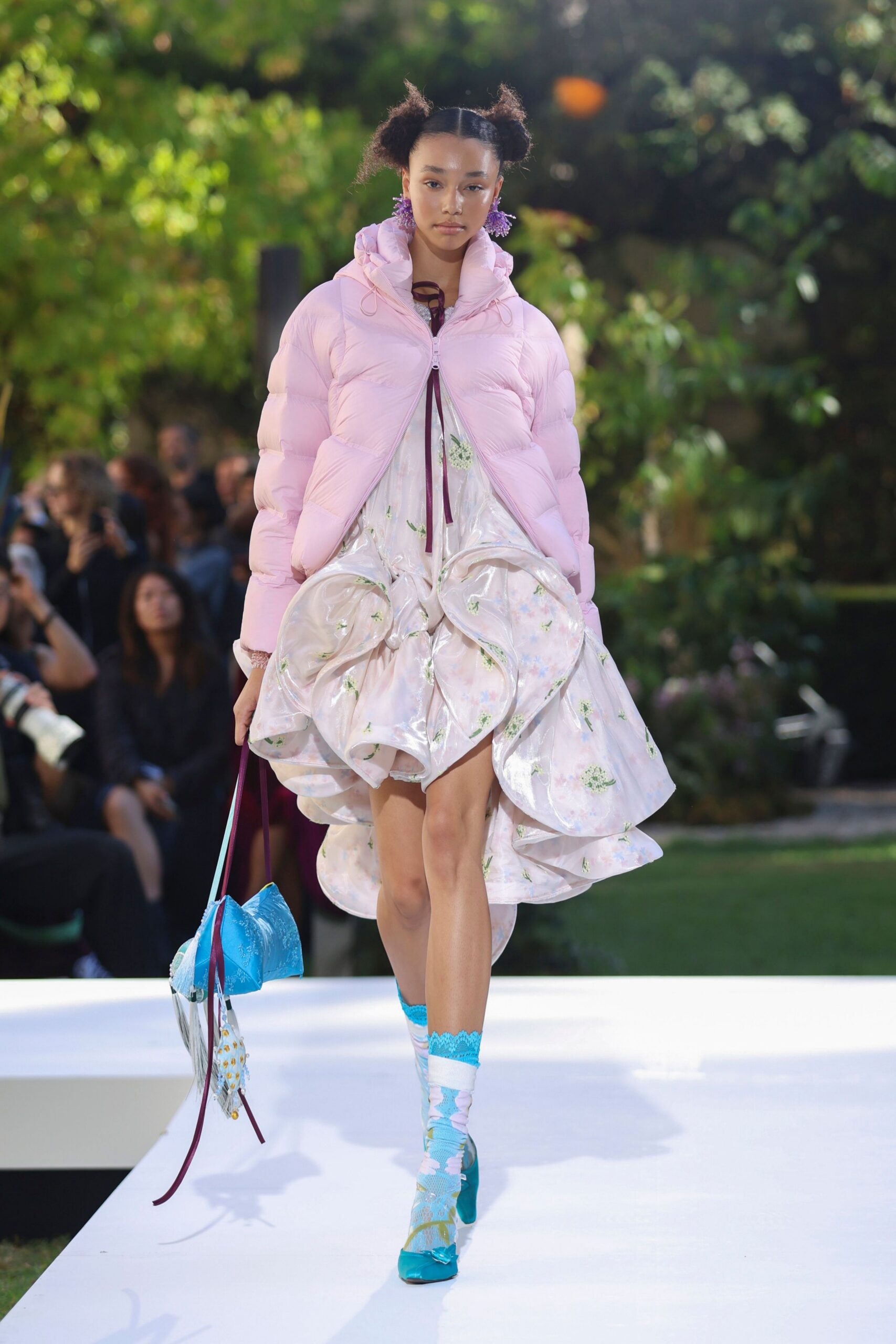 pink cropped puffer jacket