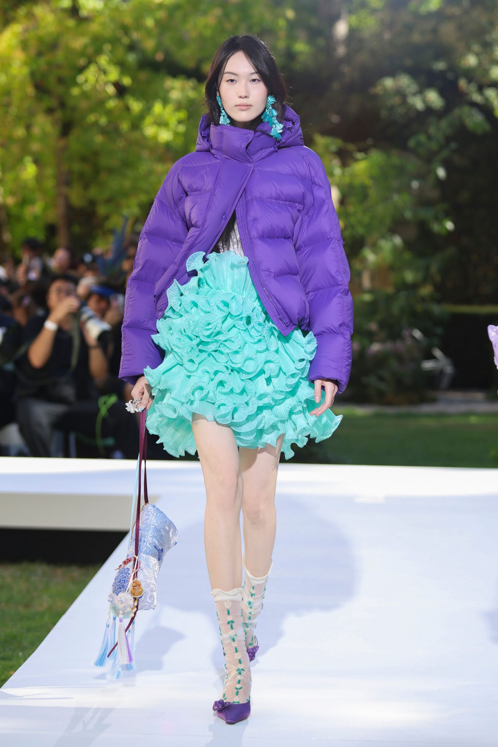 ruffled organza mini dress