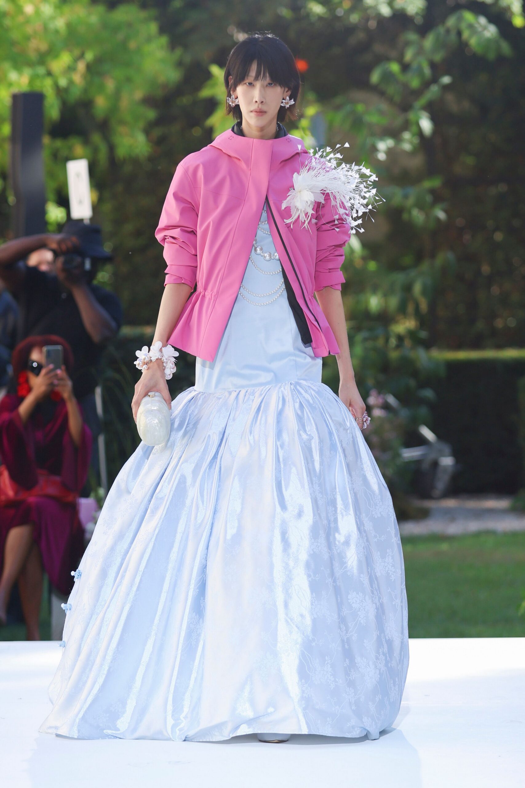 blue drop-waist ball gown