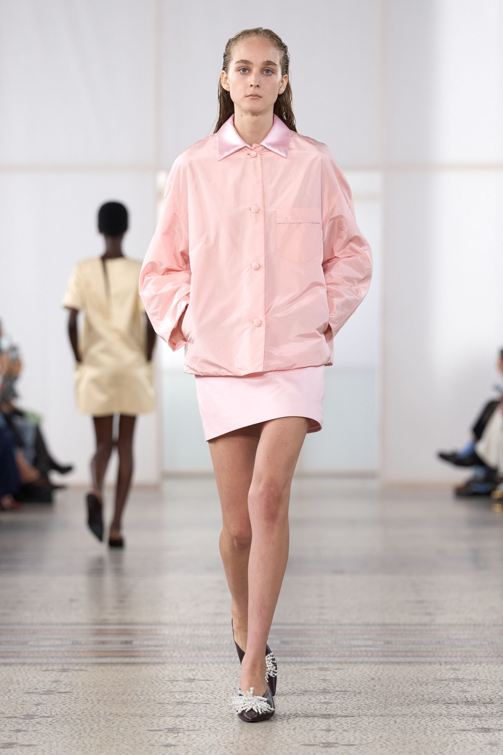 oversized pink nylon jacket