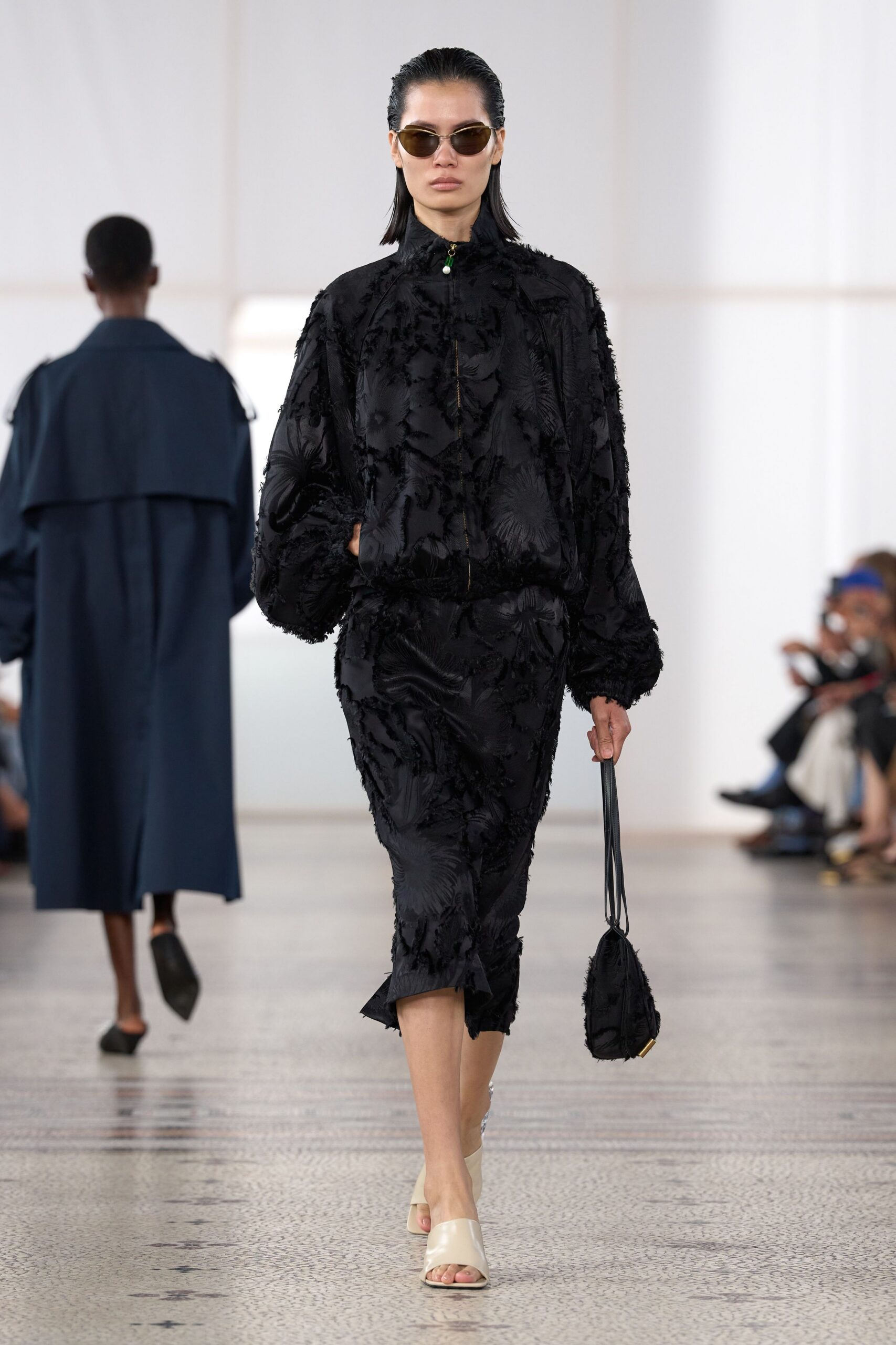 black floral jacquard bomber jacket