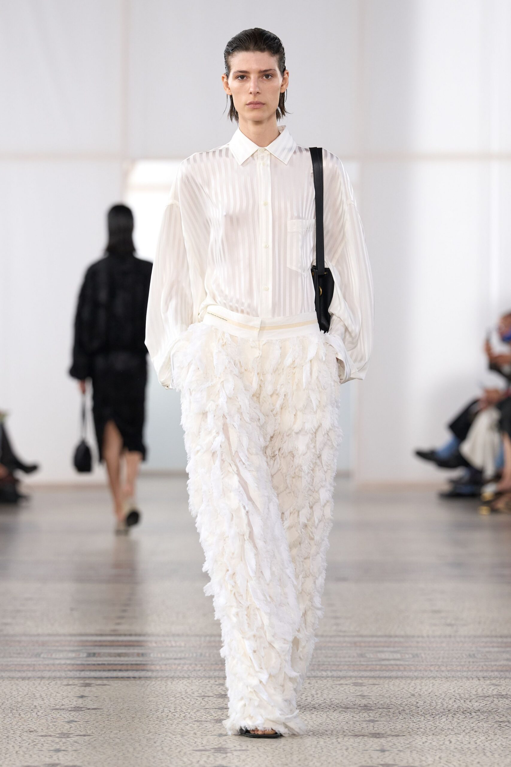 sheer striped white shirt