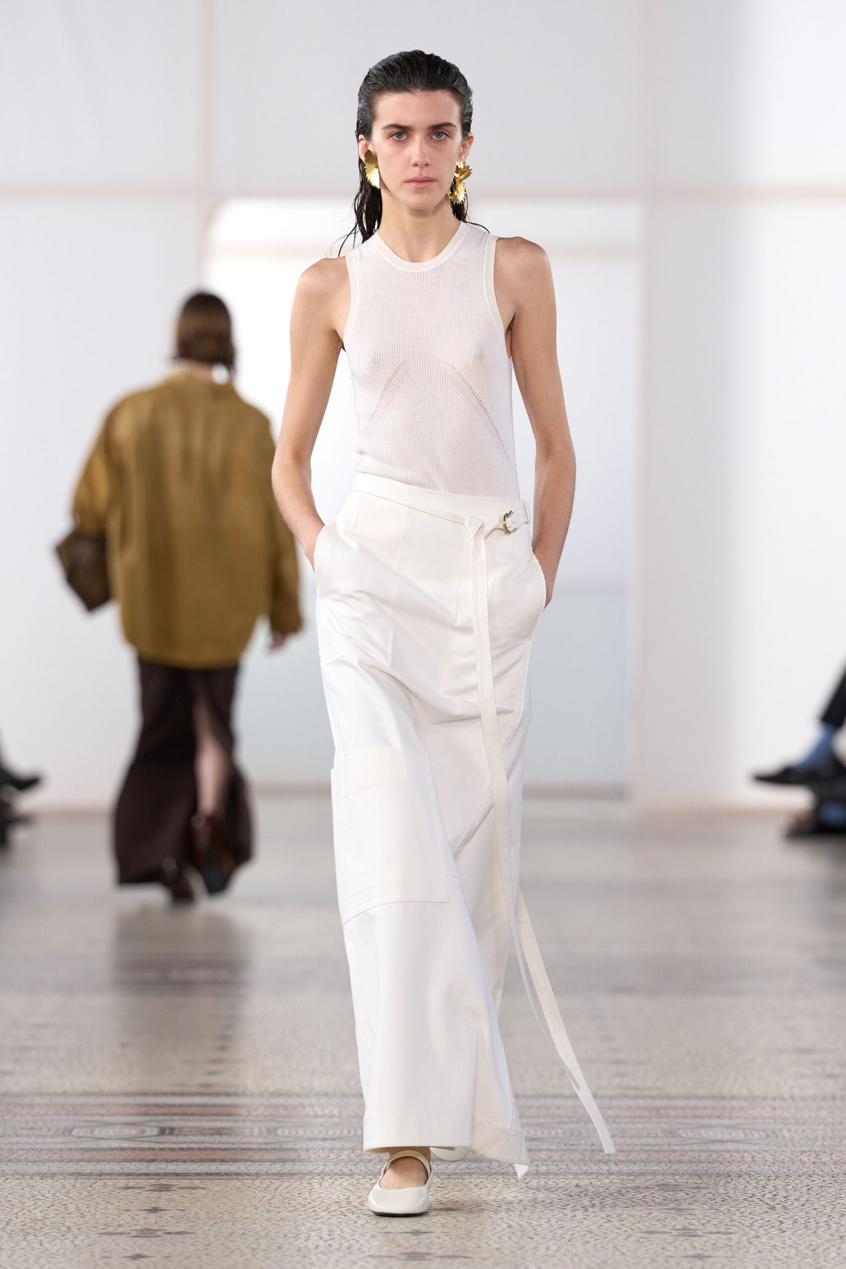 white sarong-style wrap skirt