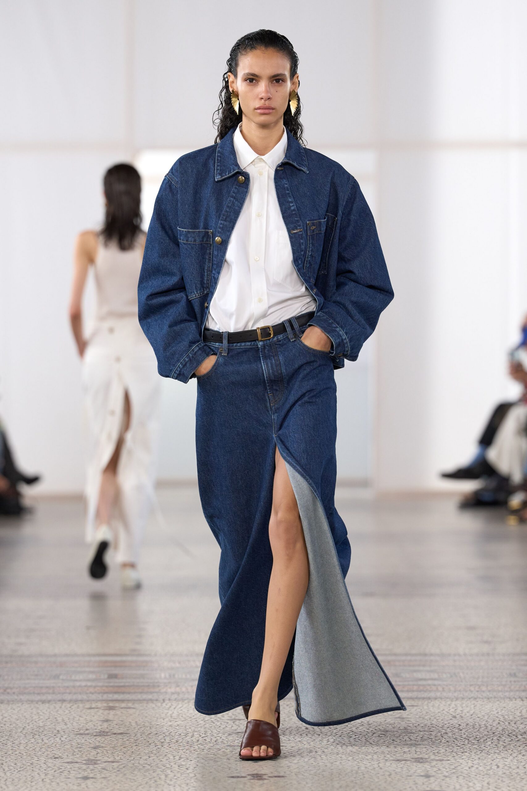 denim maxi wrap skirt
