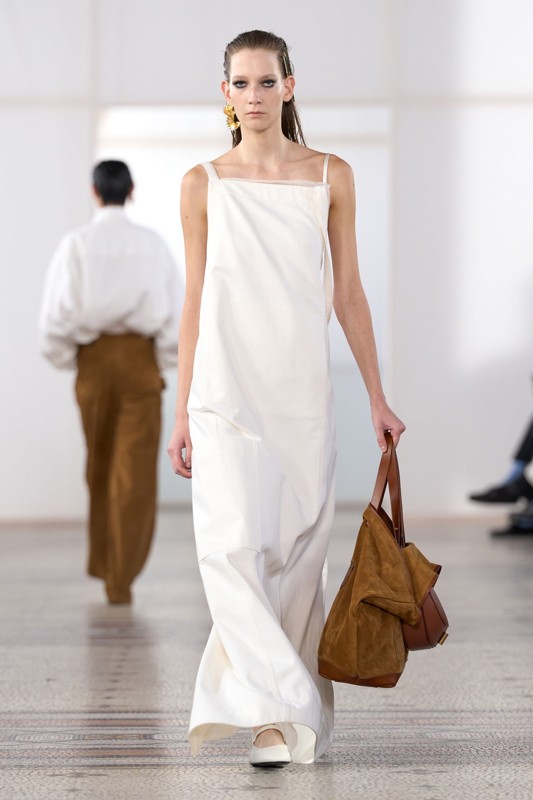 ivory square-neck slip maxi dress