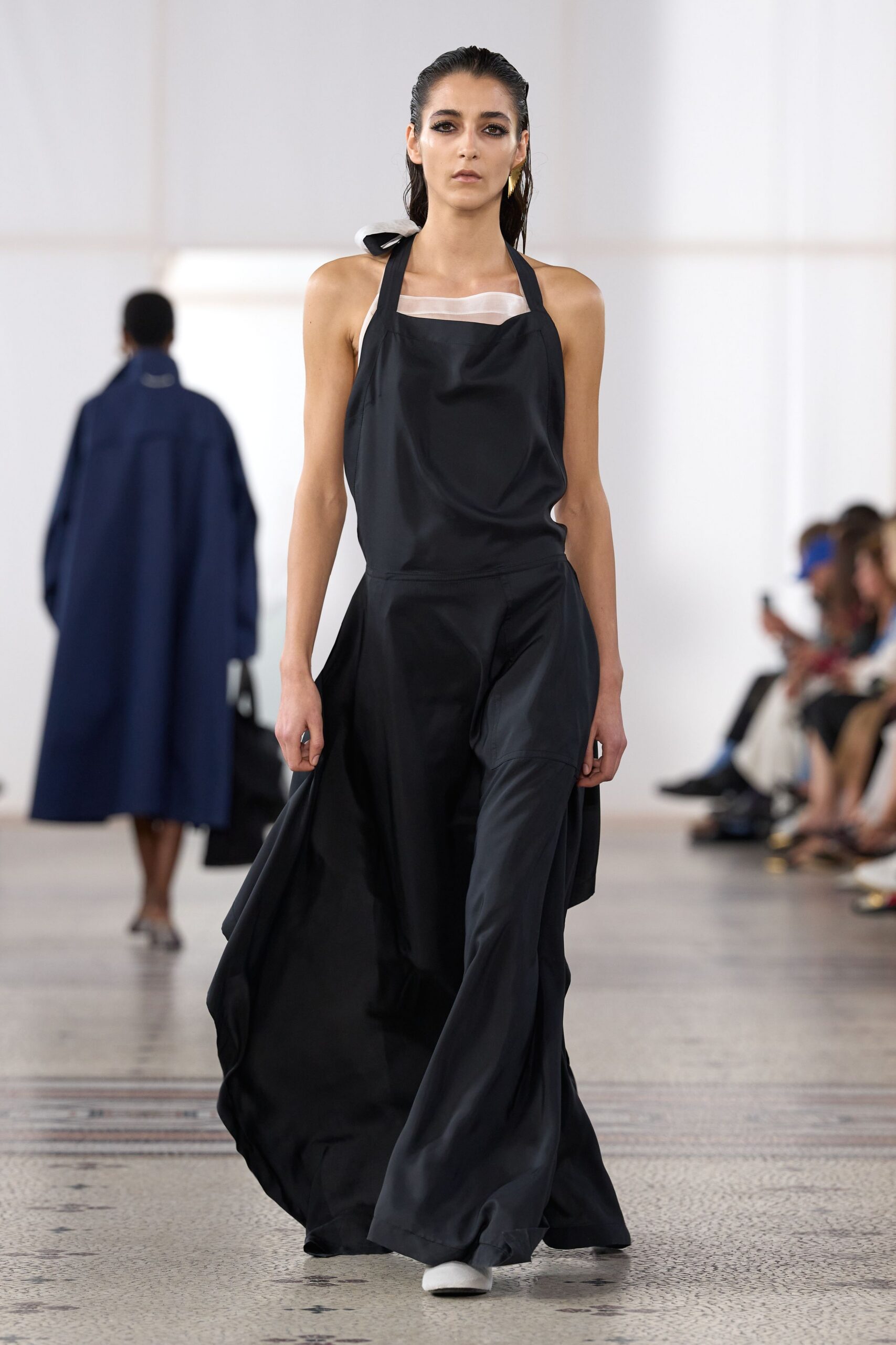 black halter wide-leg jumpsuit