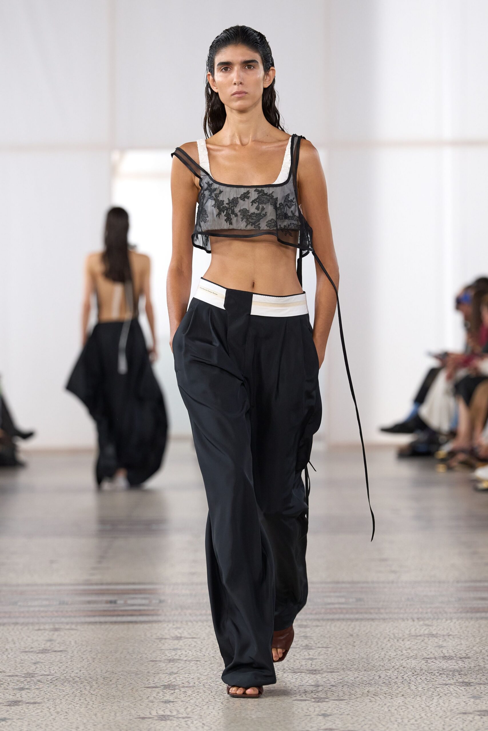 sheer floral lace crop top