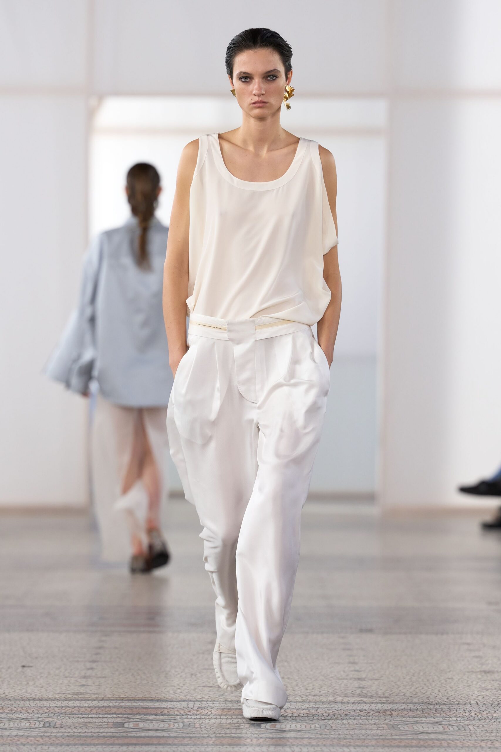 ivory draped chiffon top