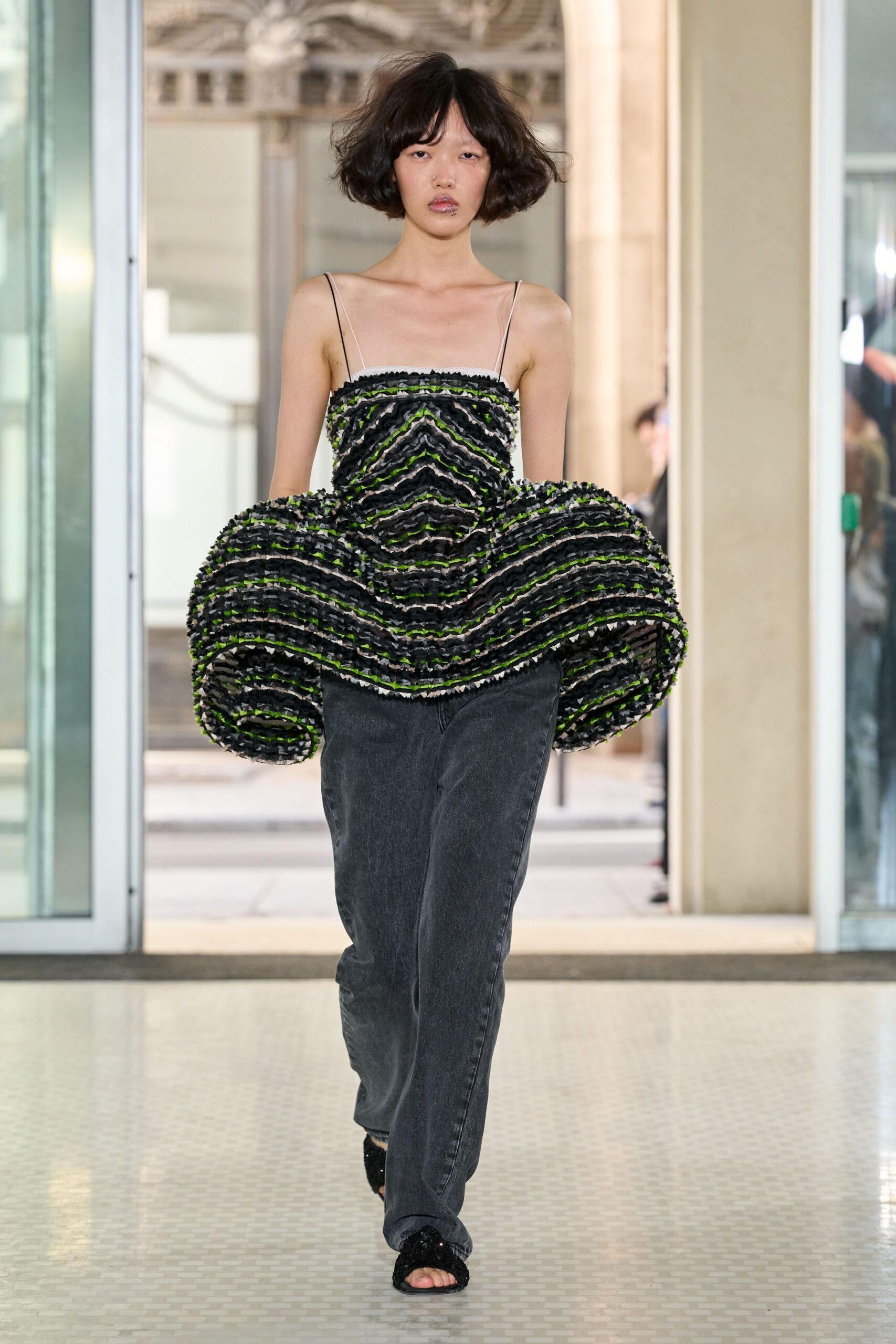 sculptural ruffled peplum top