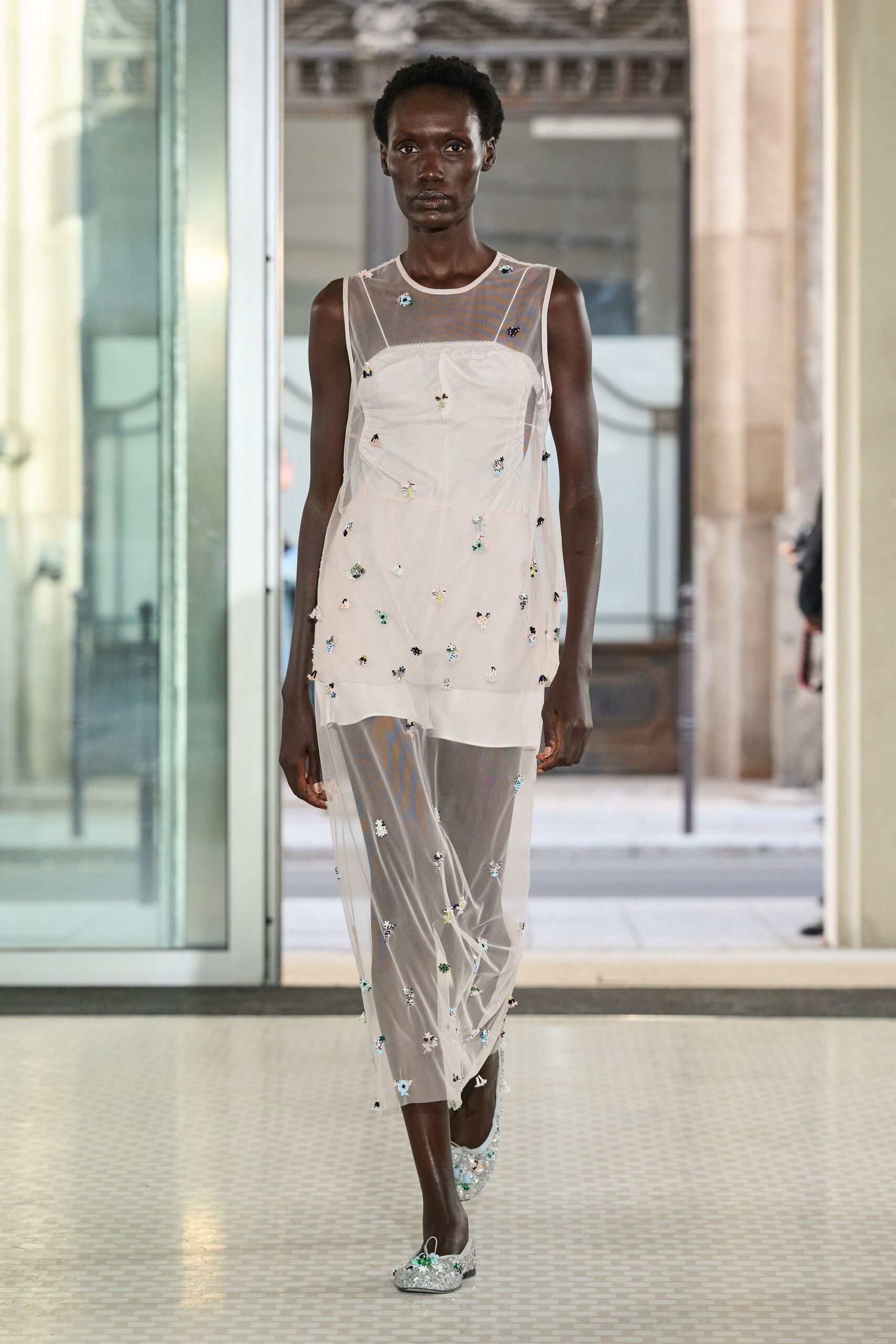 sheer embellished illusion maxi dress