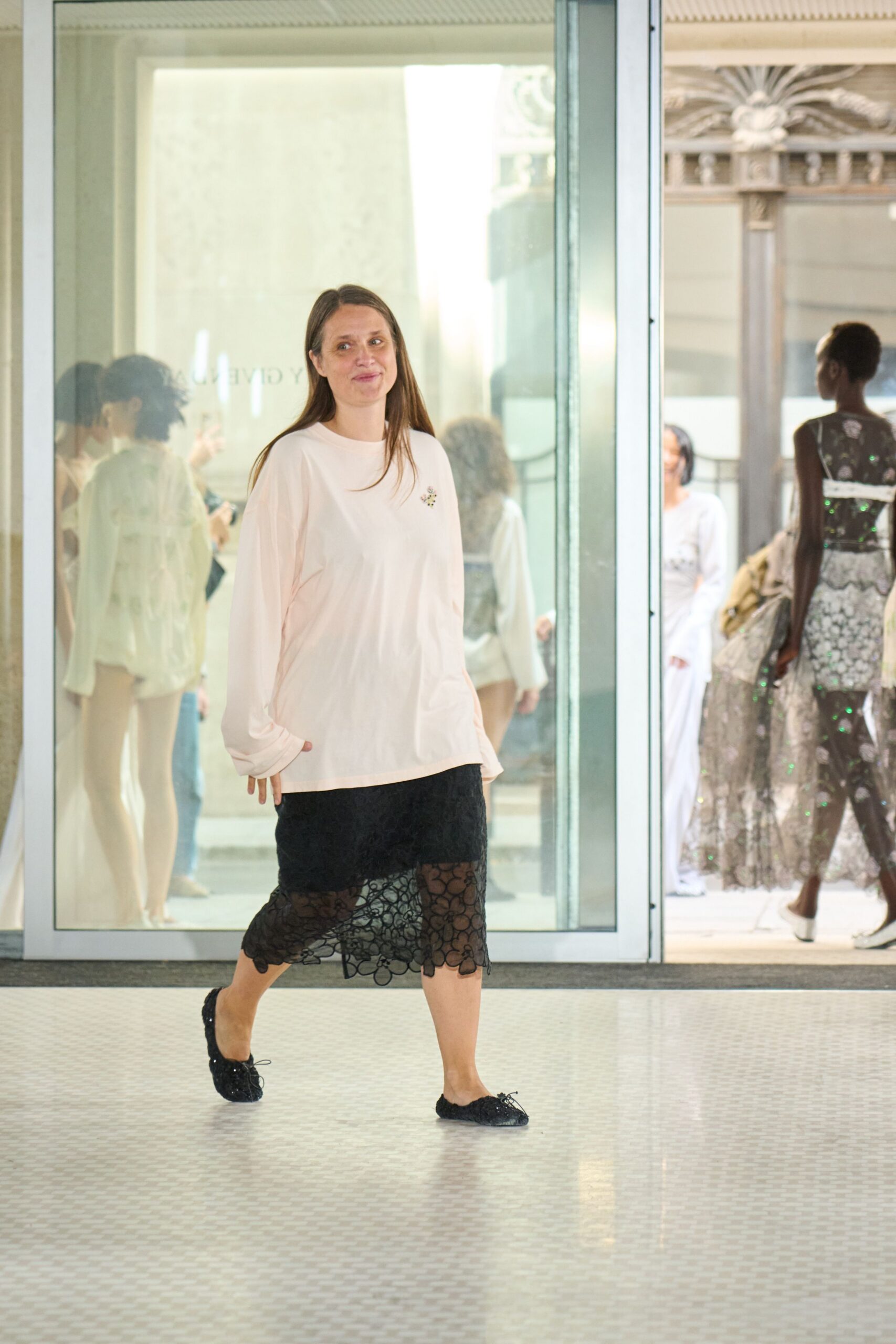 black lace midi skirt