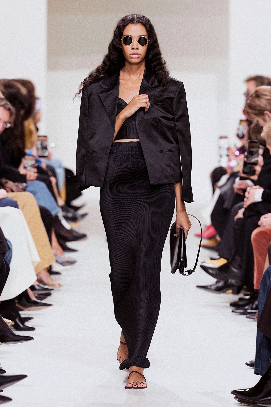 black satin cropped blazer