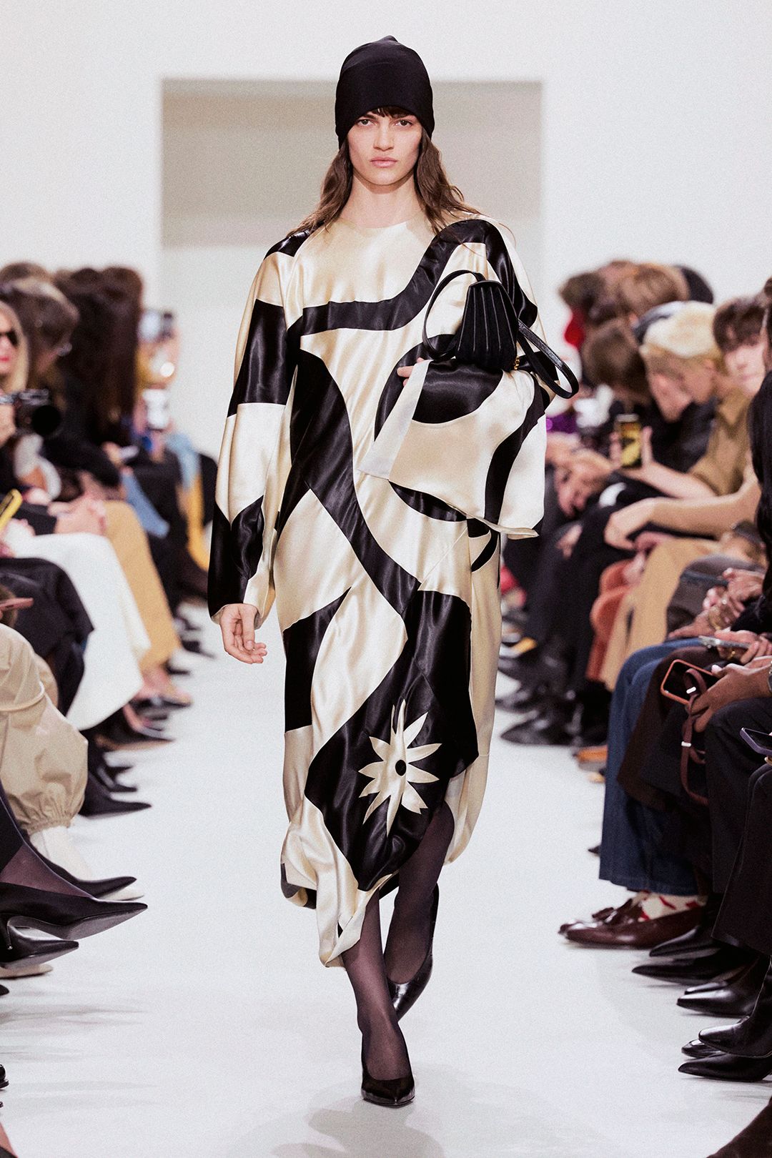abstract print satin maxi dress