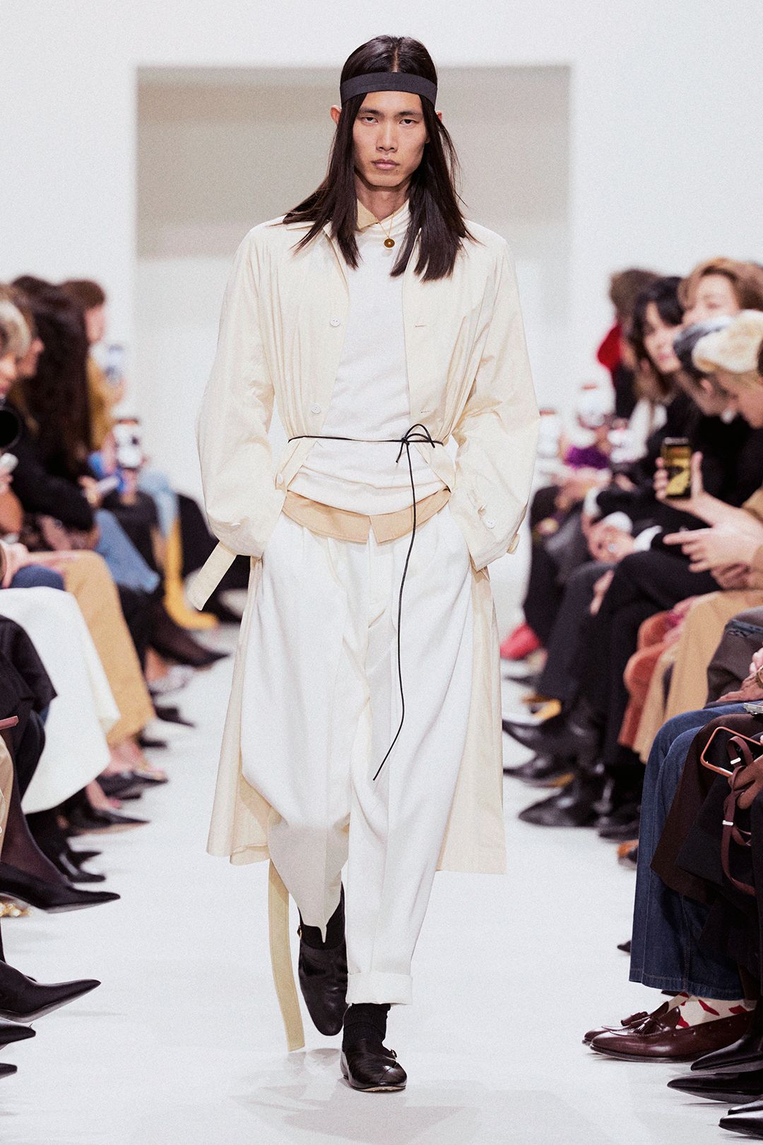 ivory draped wrap coat