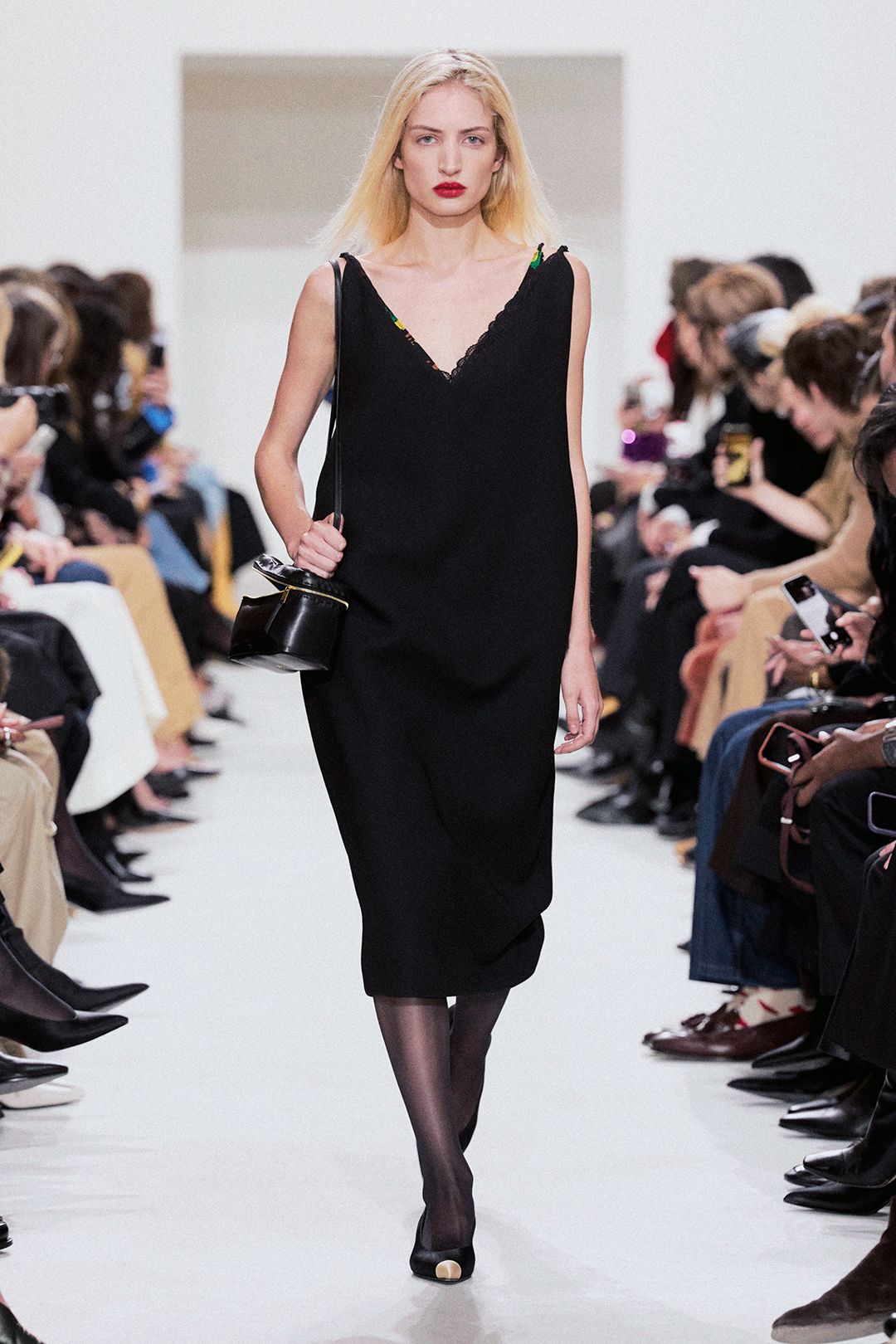black draped slip-style midi dress