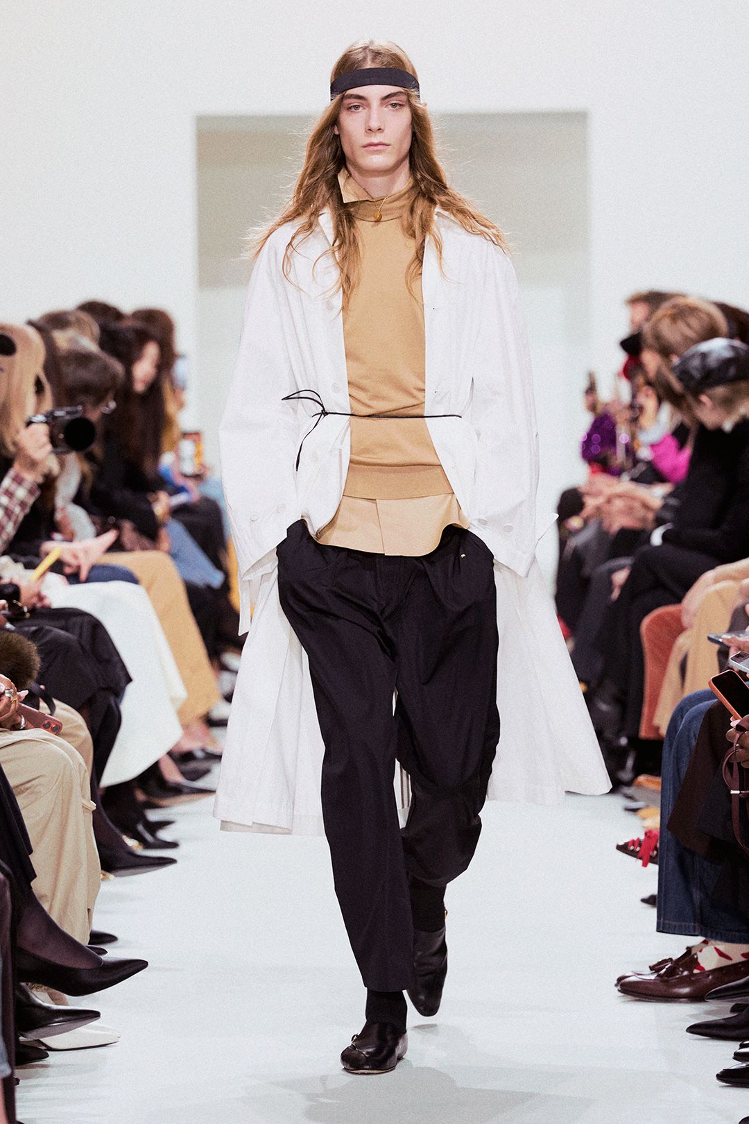 white belted open-front coat