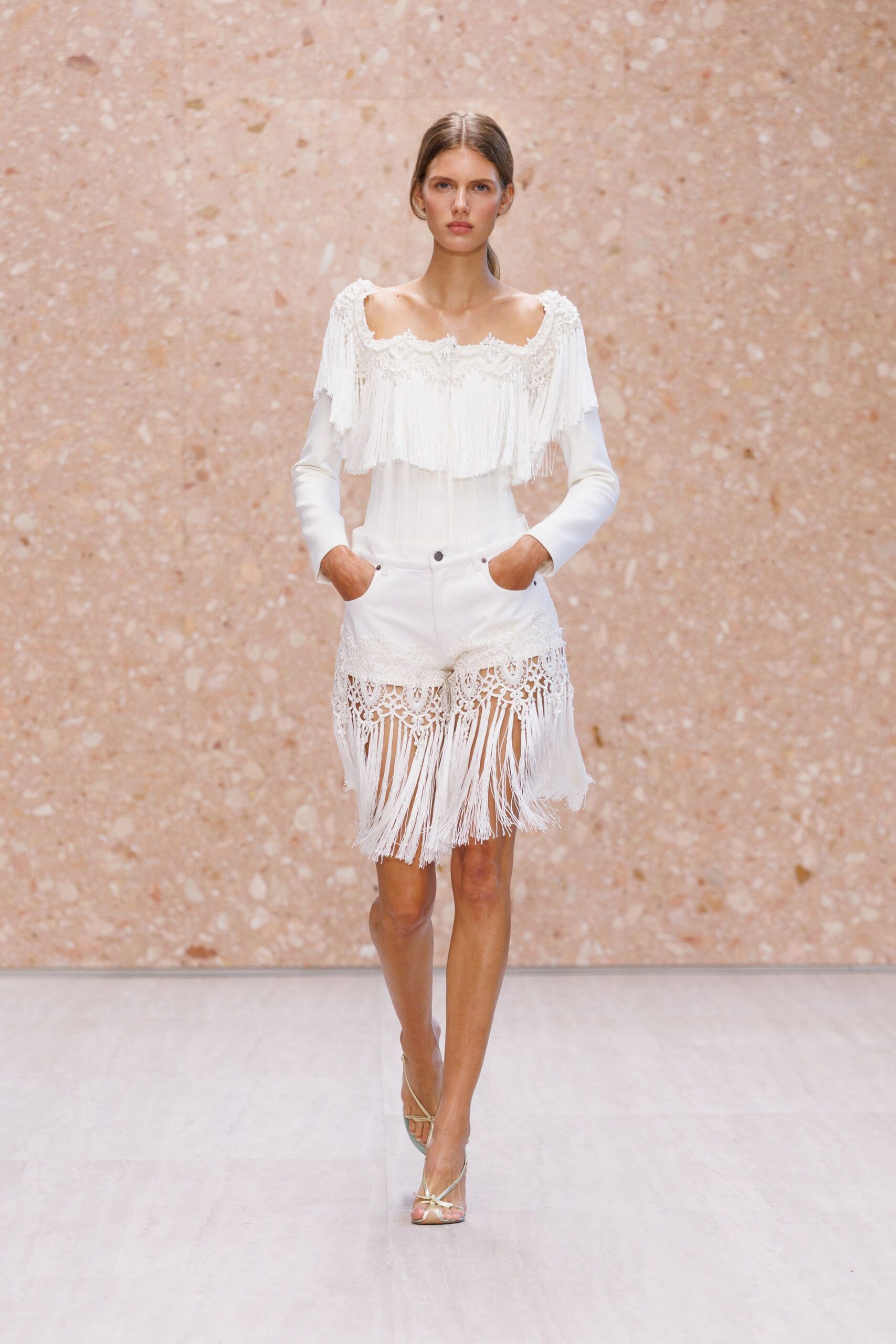 ivory leather strappy open-toe sandals