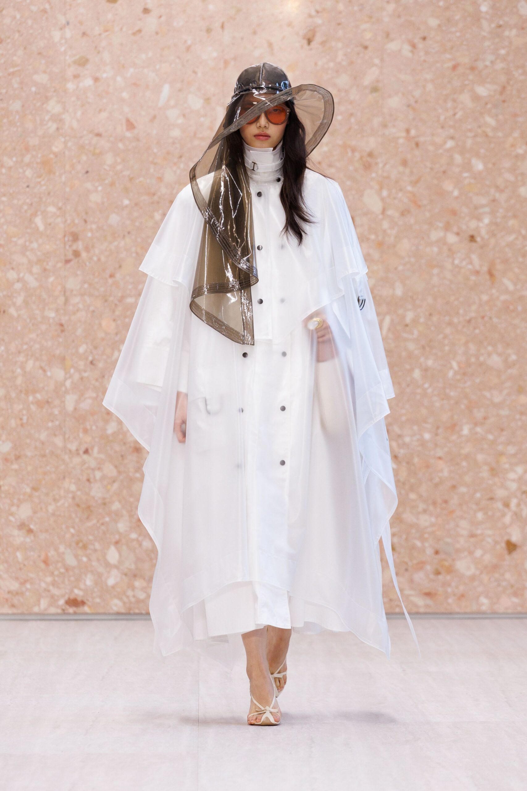 sheer white rain cape