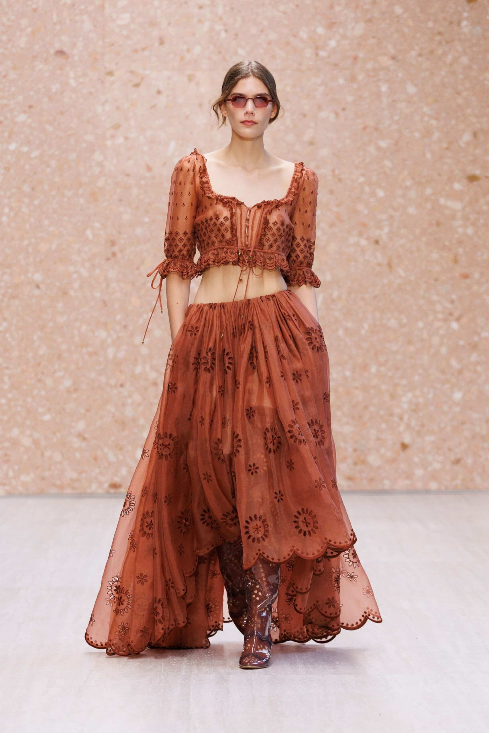 embroidered sheer peasant blouse